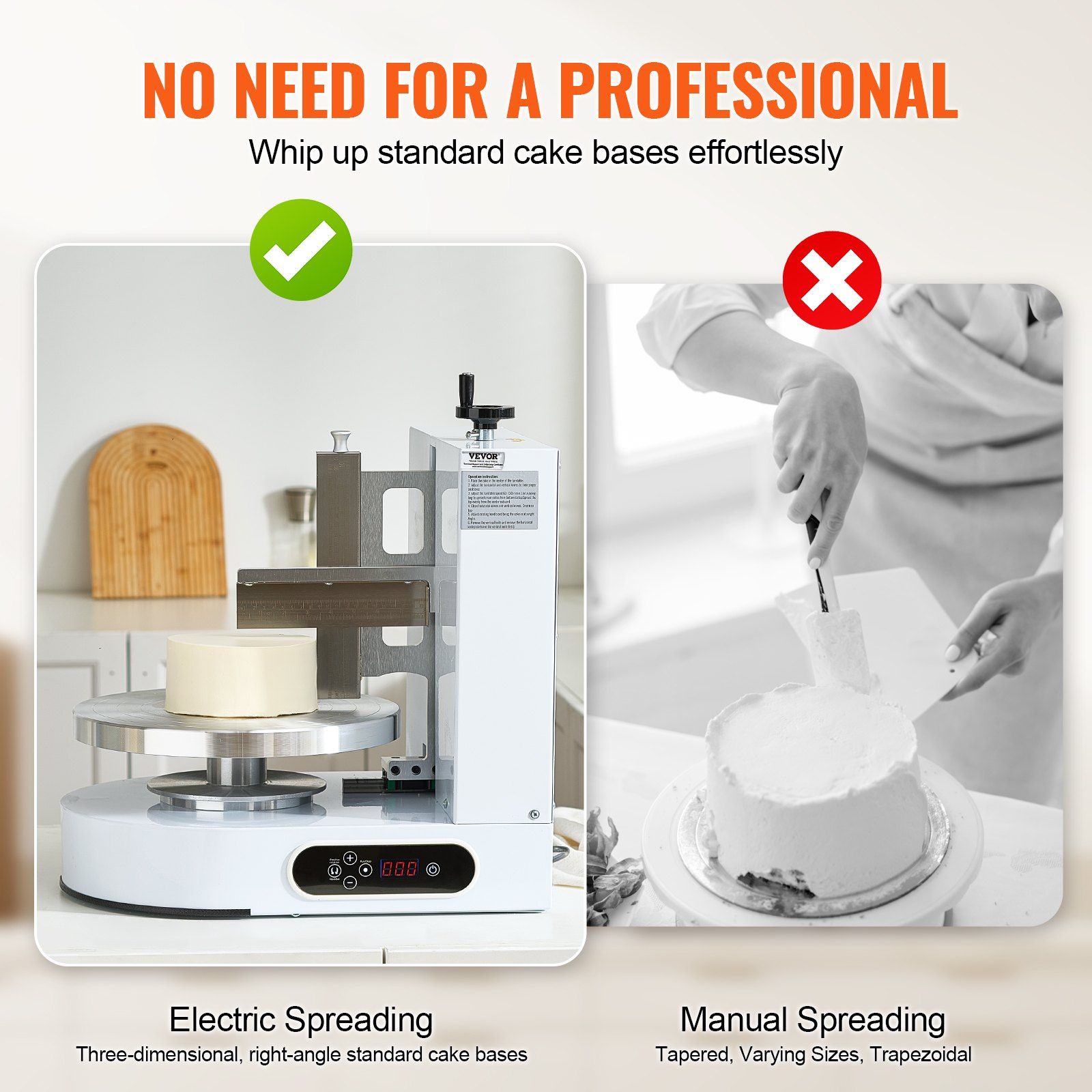 Cake Decorating Machine, Cake Cream Spreading Coating Smearing Machine, Low Noise Cake Frosting Machine, Turntable with Adjustable Scraper, for 4