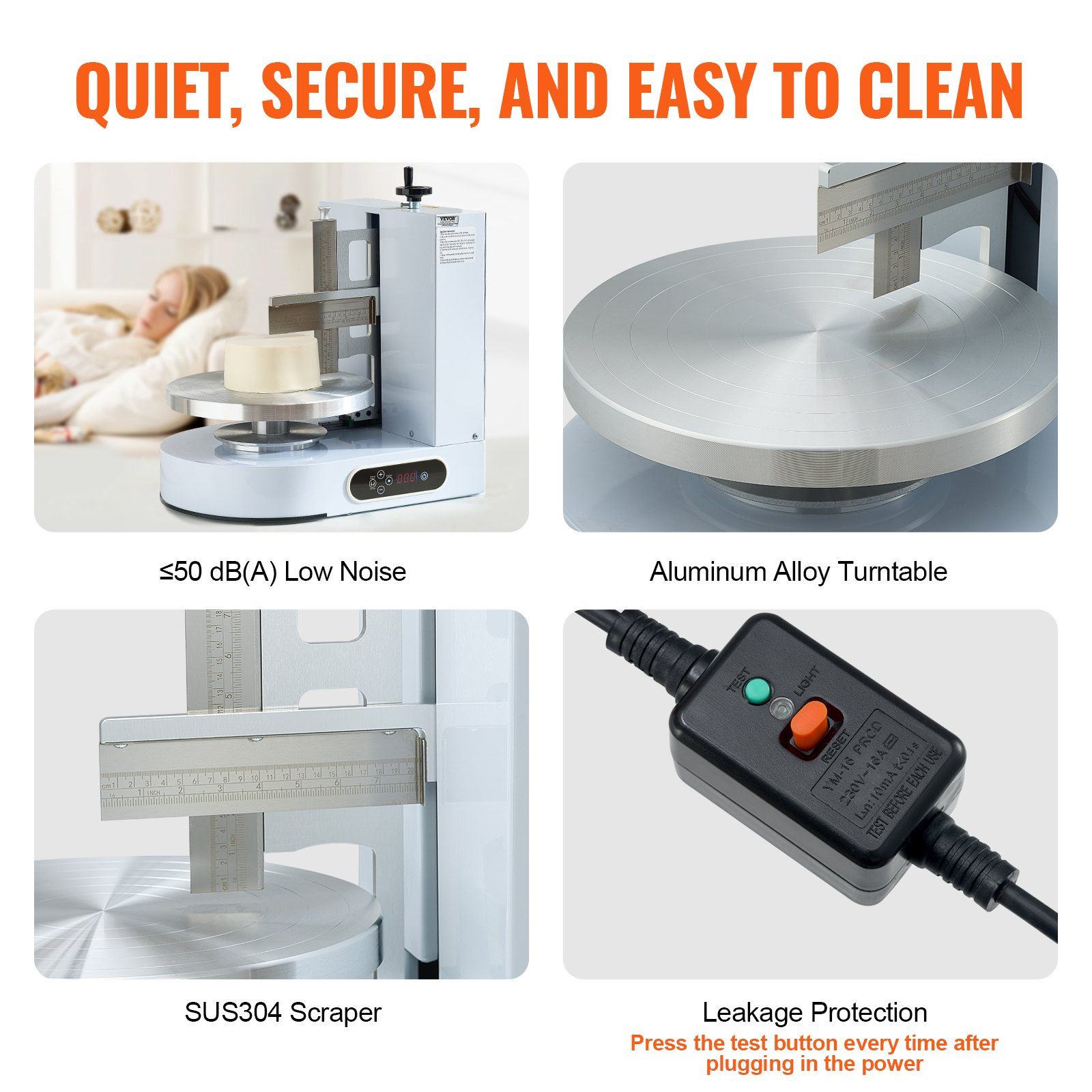 Cake Decorating Machine, Cake Cream Spreading Coating Smearing Machine, Low Noise Cake Frosting Machine, Turntable with Adjustable Scraper, for 4