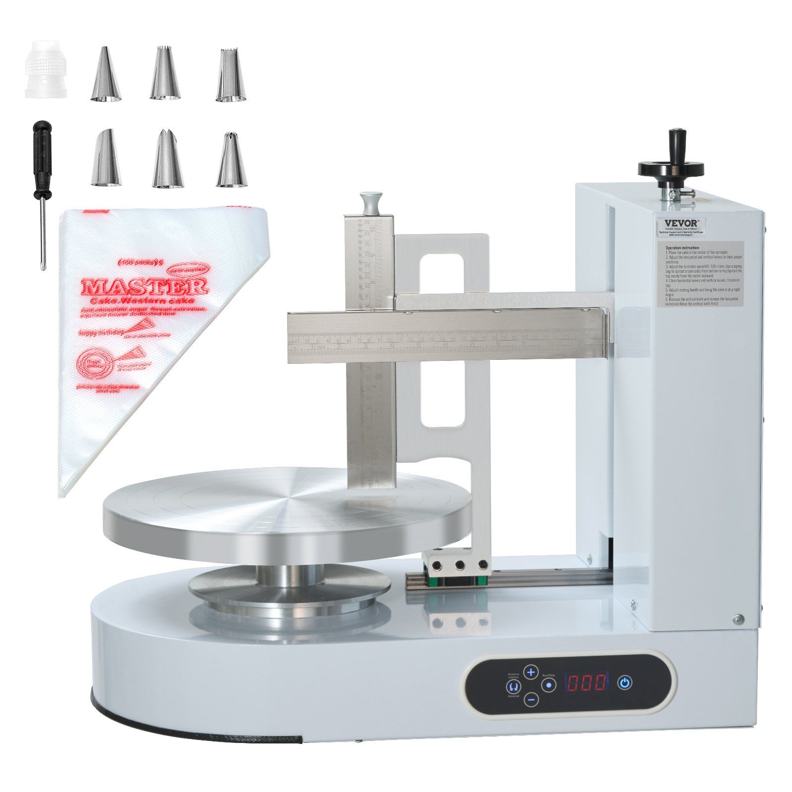 Cake Decorating Machine, Cake Cream Spreading Coating Smearing Machine, Low Noise Cake Frosting Machine, Turntable with Adjustable Scraper, for 6