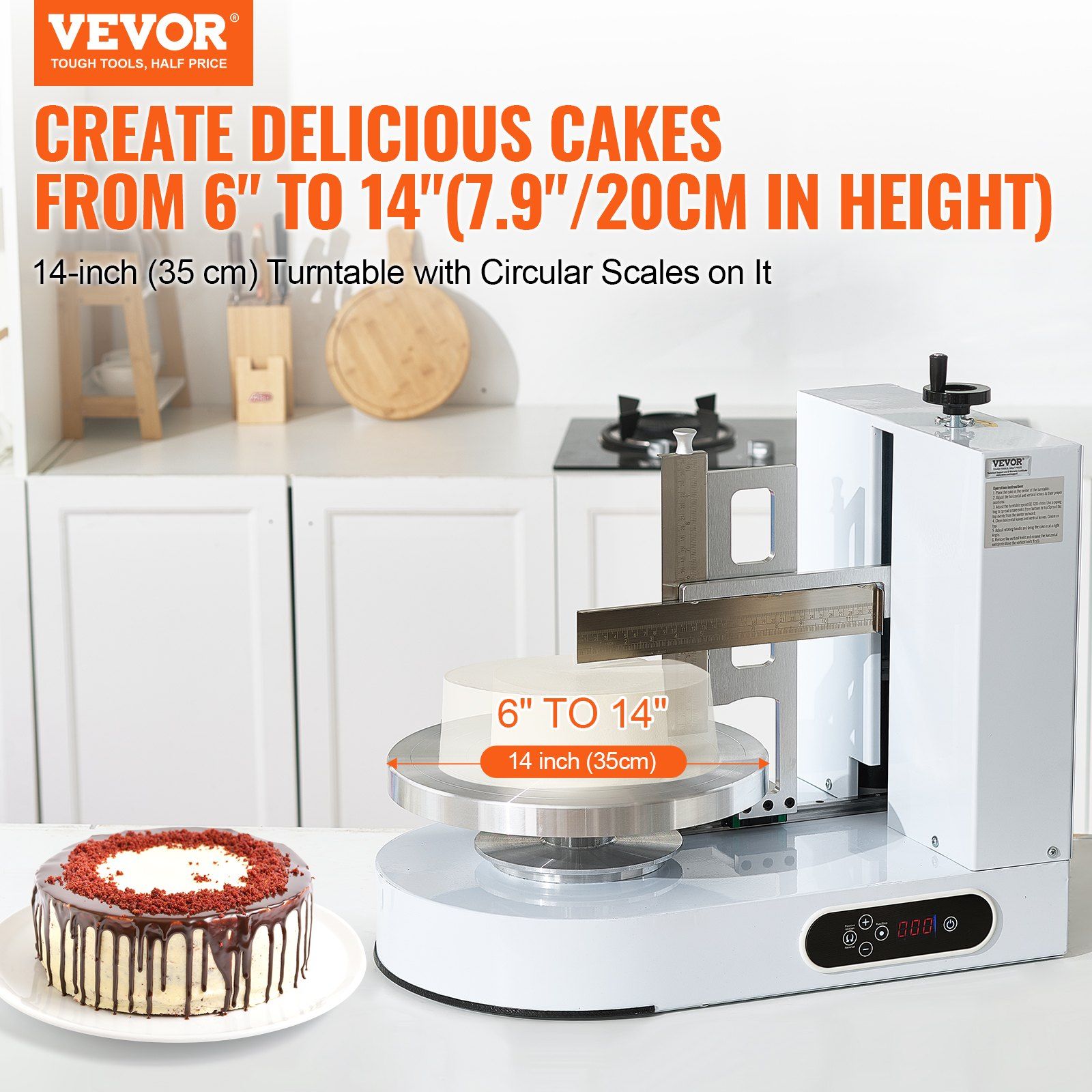 Cake Decorating Machine, Cake Cream Spreading Coating Smearing Machine, Low Noise Cake Frosting Machine, Turntable with Adjustable Scraper, for 6