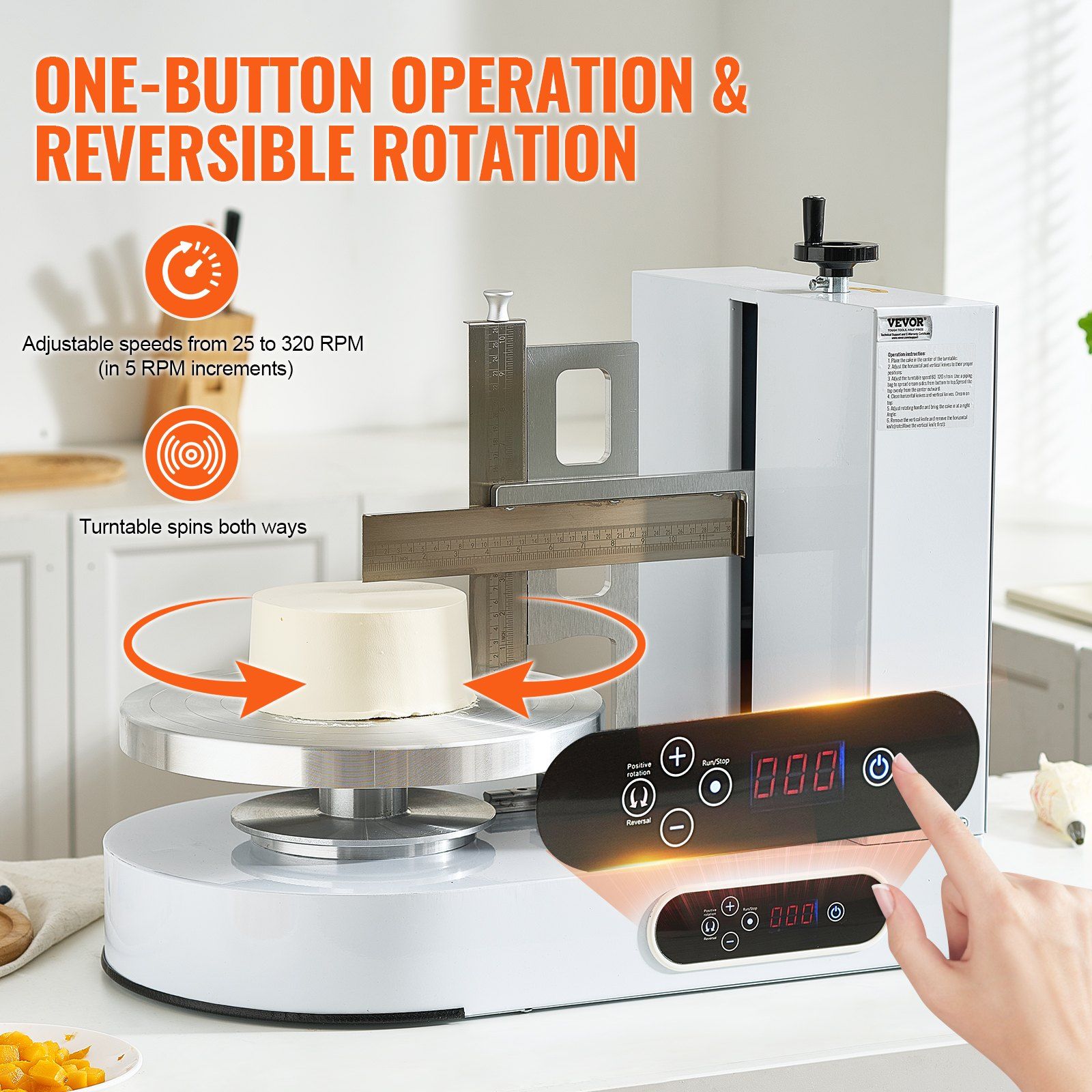 Cake Decorating Machine, Cake Cream Spreading Coating Smearing Machine, Low Noise Cake Frosting Machine, Turntable with Adjustable Scraper, for 6