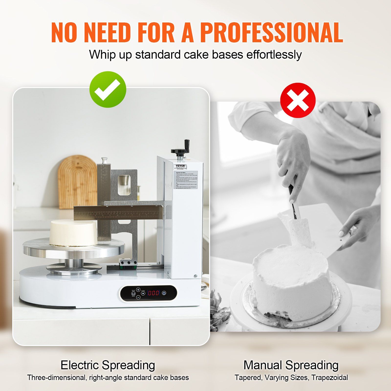 Cake Decorating Machine, Cake Cream Spreading Coating Smearing Machine, Low Noise Cake Frosting Machine, Turntable with Adjustable Scraper, for 6