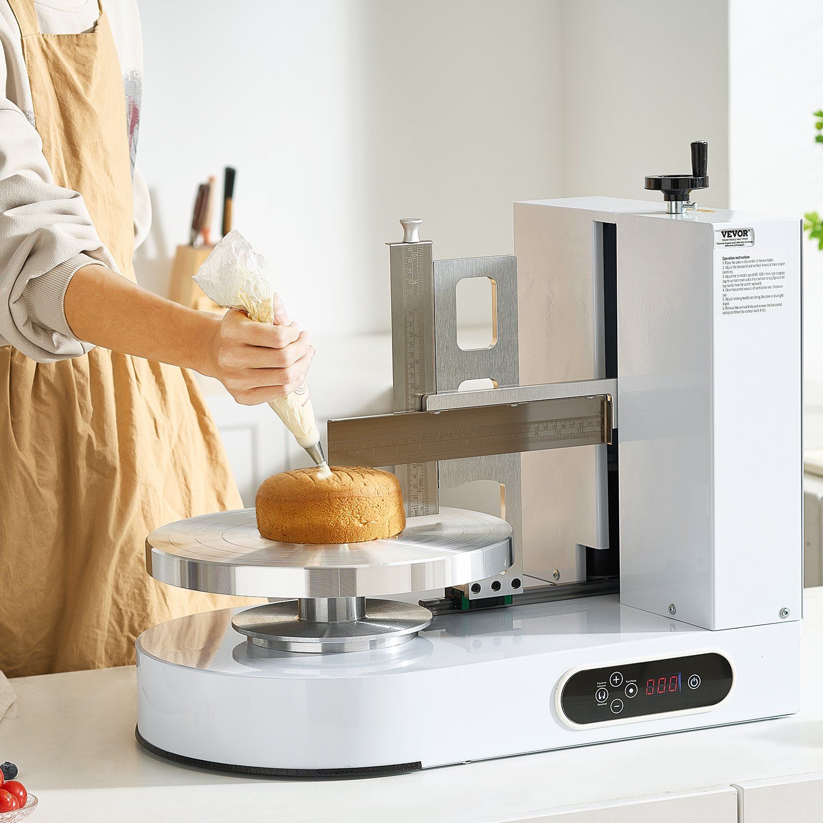 Cake Decorating Machine, Cake Cream Spreading Coating Smearing Machine, Low Noise Cake Frosting Machine, Turntable with Adjustable Scraper, for 6