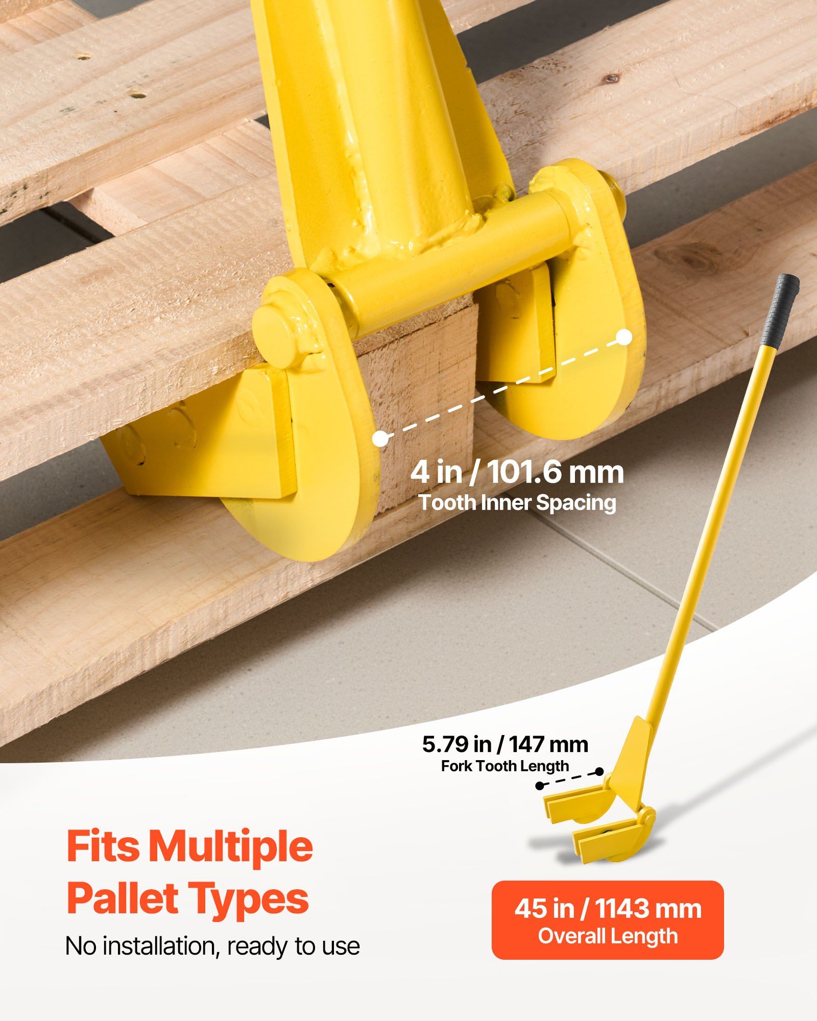 Pallet Buster Tool, 1 m Carbon Steel Handle Wrecking Pry Bar, 907 kg Weight Capacity, Heavy Duty Deck Board Removal Tool, Breaker Bar for Flooring, Framing, Roofing, Trim, Drywall - Image 4