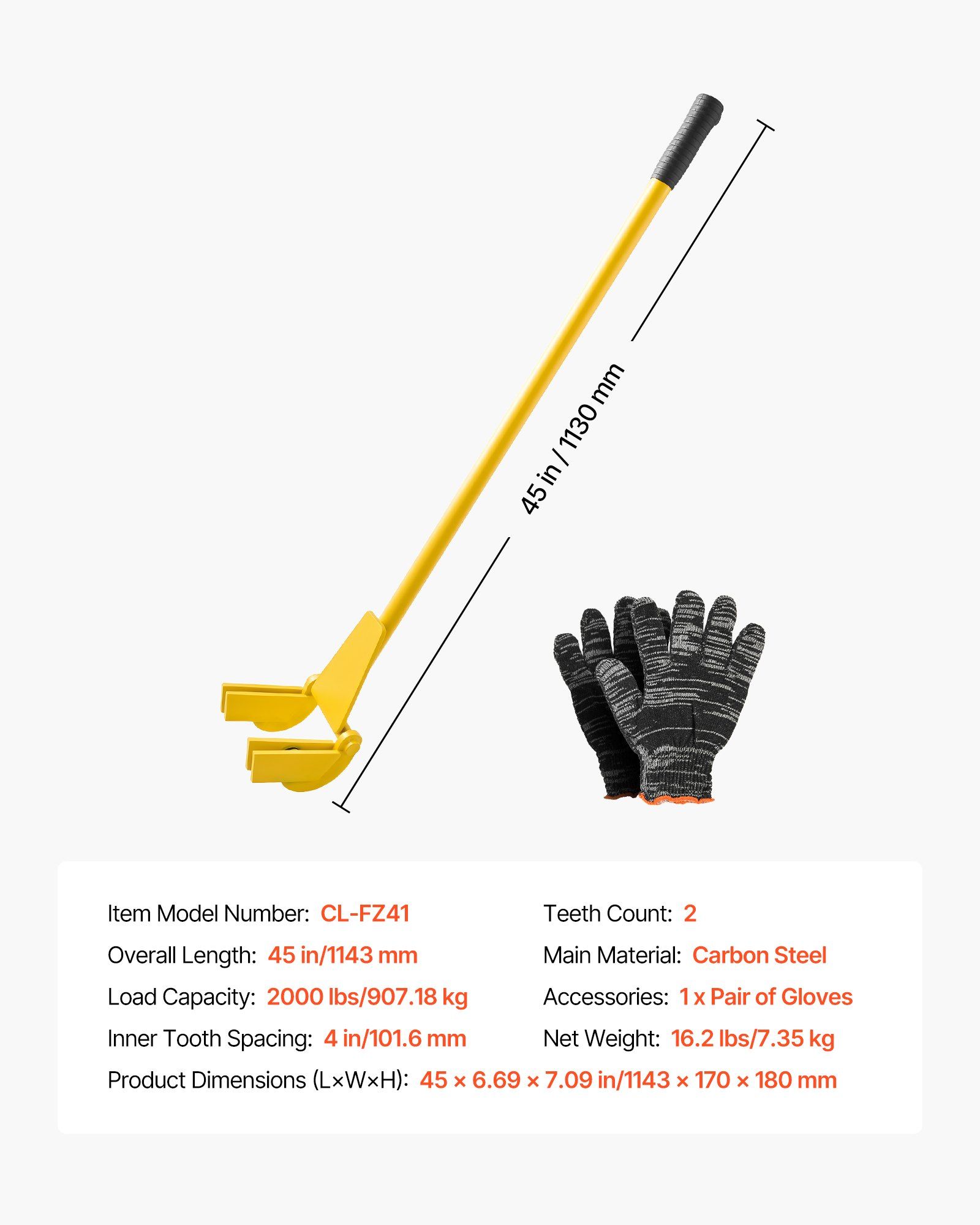 Pallet Buster Tool, 1 m Carbon Steel Handle Wrecking Pry Bar, 907 kg Weight Capacity, Heavy Duty Deck Board Removal Tool, Breaker Bar for Flooring, Framing, Roofing, Trim, Drywall - Image 7