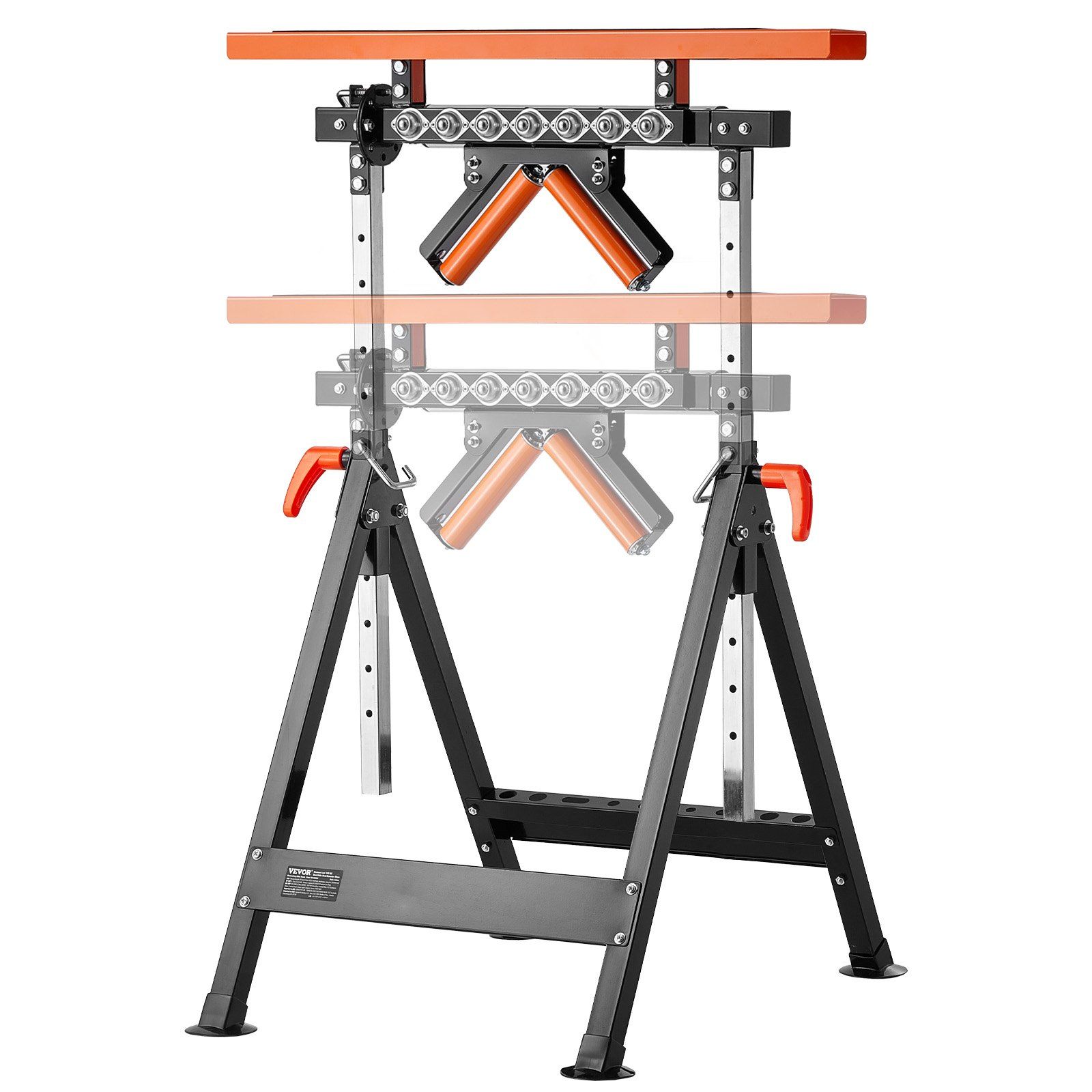 4-in-1 Roller Stand, 220 kg Load Capacity, 838.2-1270 mm Adjustable Height, Folding Heavy Duty with Rack & Multi-directional Roller Head, for Table Saw Outfeed Woodworking Extension Support - Image 1