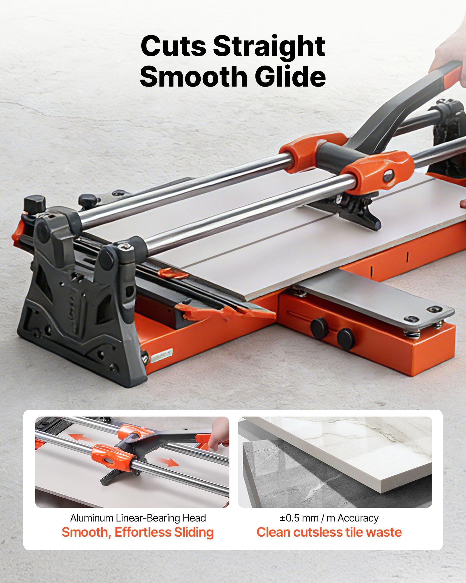 600 mm Manual Tile Cutter, Upgraded Sliding Head Cutting Tool with Spring-Loaded Base, Angle Fence, Tungsten Carbide Cutting Wheel, Alignment Guide, for DIY Pros, Ceramic, Floor & Wall Tiles - Image 2