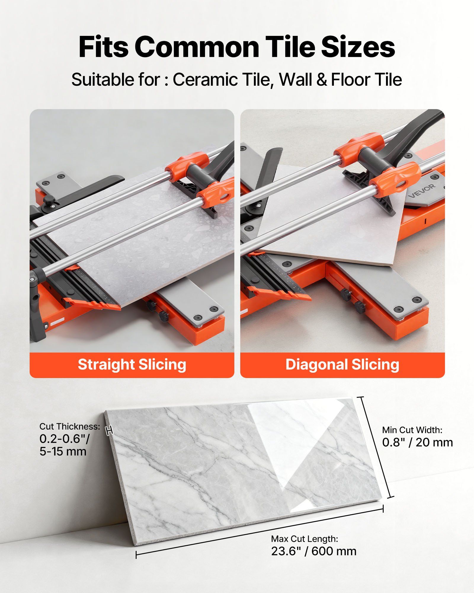 600 mm Manual Tile Cutter, Upgraded Sliding Head Cutting Tool with Spring-Loaded Base, Angle Fence, Tungsten Carbide Cutting Wheel, Alignment Guide, for DIY Pros, Ceramic, Floor & Wall Tiles - Image 5
