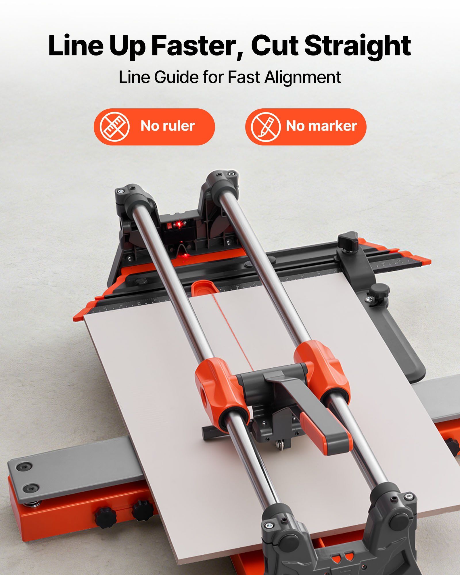 600 mm Manual Tile Cutter, Upgraded Sliding Head Cutting Tool with Spring-Loaded Base, Angle Fence, Tungsten Carbide Cutting Wheel, Alignment Guide, for DIY Pros, Ceramic, Floor & Wall Tiles - Image 6
