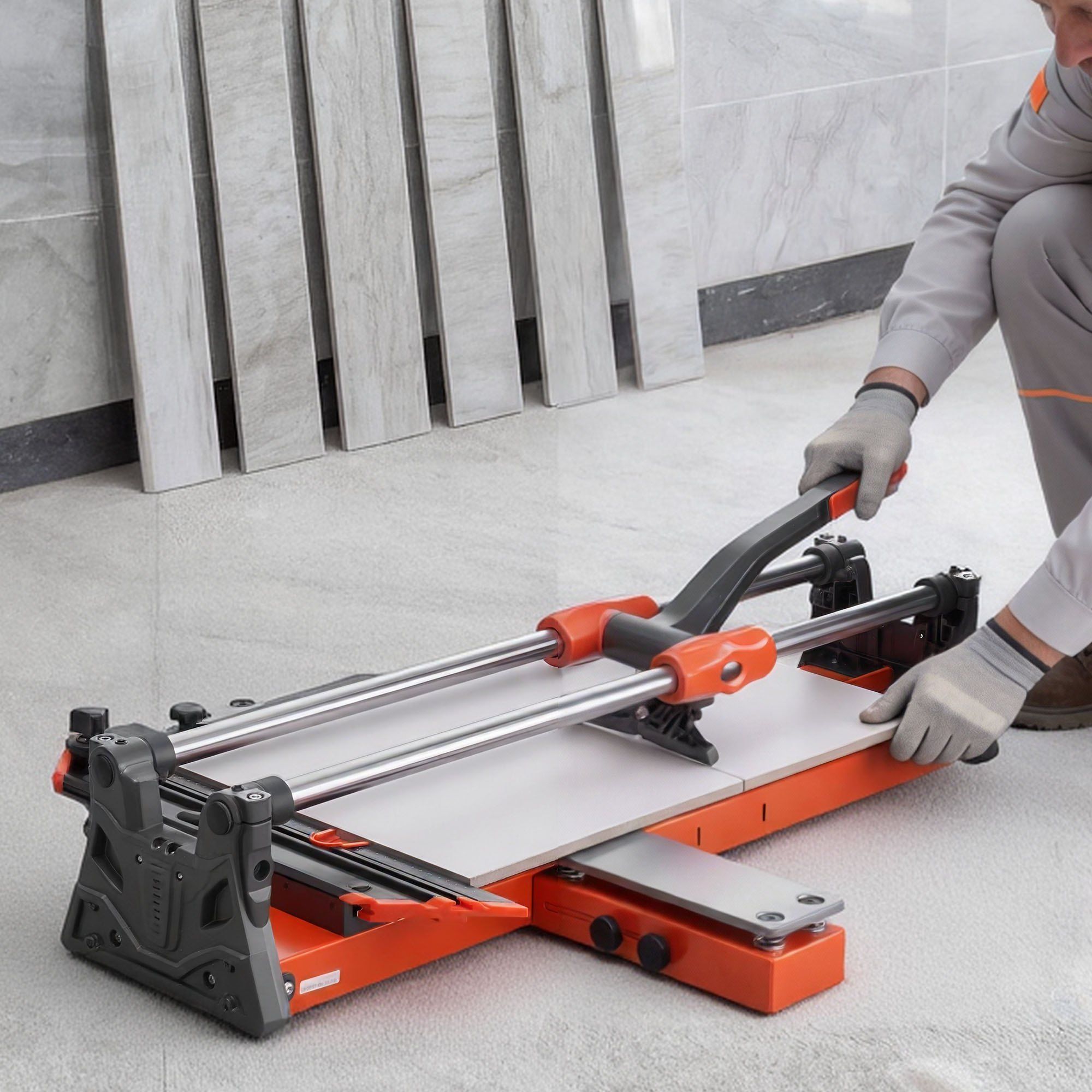 600 mm Manual Tile Cutter, Upgraded Sliding Head Cutting Tool with Spring-Loaded Base, Angle Fence, Tungsten Carbide Cutting Wheel, Alignment Guide, for DIY Pros, Ceramic, Floor & Wall Tiles - Image 8