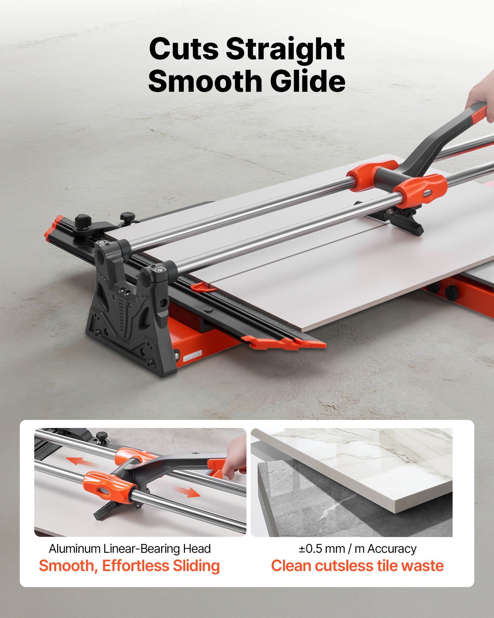 1000 mm Manual Tile Cutter, Upgraded Sliding Head Cutting Tool with Spring-Loaded Base, Angle Fence, Tungsten Carbide Cutting Wheel, Alignment Guide, for DIY Pros, Ceramic, Floor & Wall Tiles - Image 2