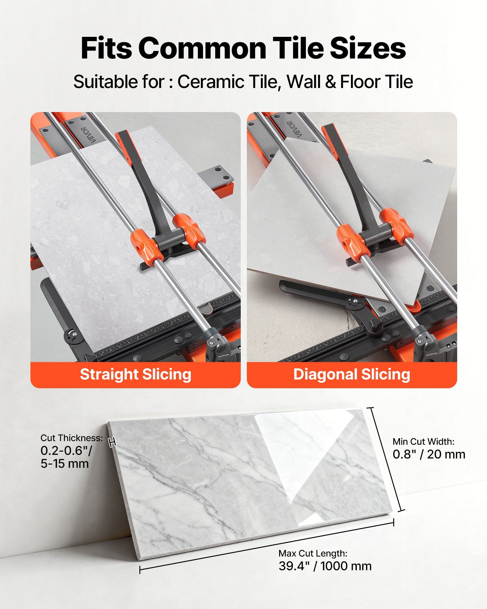 1000 mm Manual Tile Cutter, Upgraded Sliding Head Cutting Tool with Spring-Loaded Base, Angle Fence, Tungsten Carbide Cutting Wheel, Alignment Guide, for DIY Pros, Ceramic, Floor & Wall Tiles - Image 5