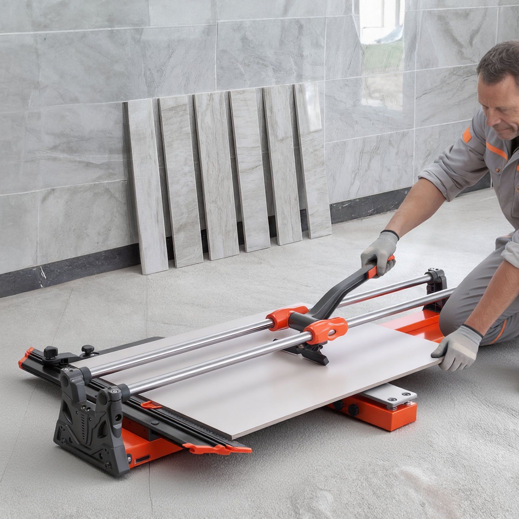 1000 mm Manual Tile Cutter, Upgraded Sliding Head Cutting Tool with Spring-Loaded Base, Angle Fence, Tungsten Carbide Cutting Wheel, Alignment Guide, for DIY Pros, Ceramic, Floor & Wall Tiles - Image 8