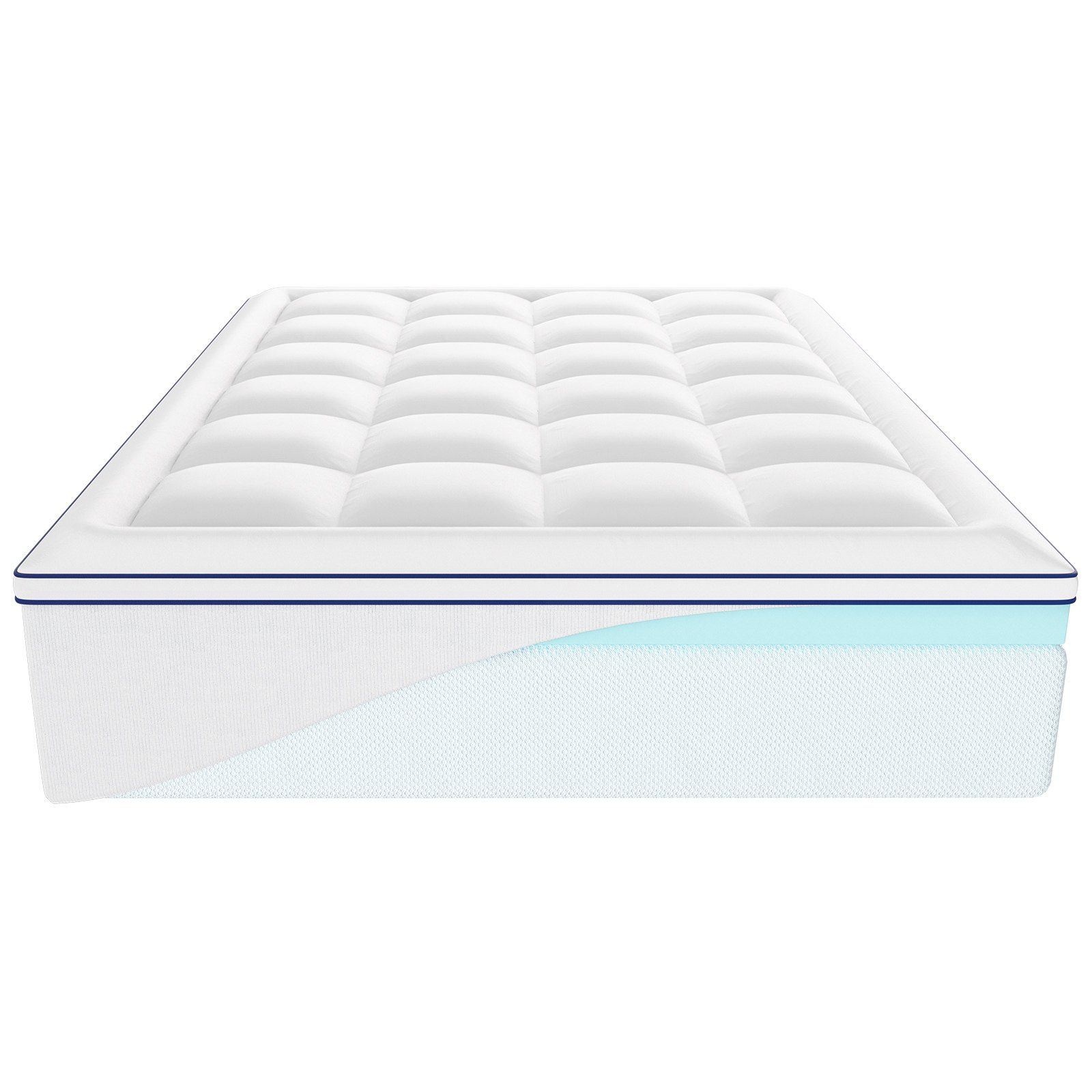 Mattress Topper, Queen Size, 76.2 mm Thickness, Memory Foam, Fiber Fill, Detachable & Washable, Ergonomically Designed for Pressure Relief, Comfortable Cooling & Breathable, for Hot Sleepers - Image 1