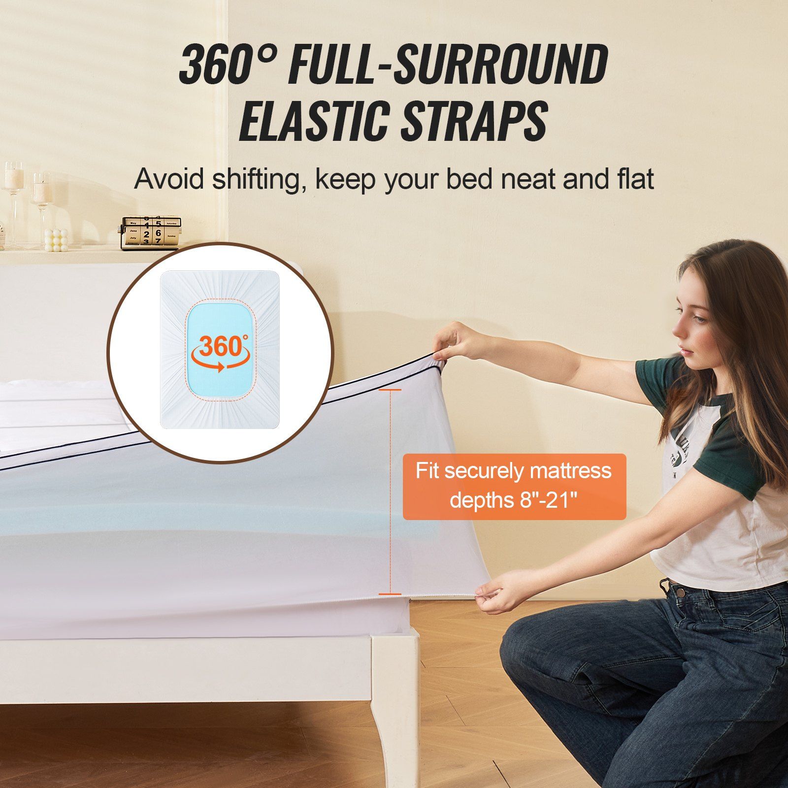 Mattress Topper, Queen Size, 76.2 mm Thickness, Memory Foam, Fiber Fill, Detachable & Washable, Ergonomically Designed for Pressure Relief, Comfortable Cooling & Breathable, for Hot Sleepers - Image 6