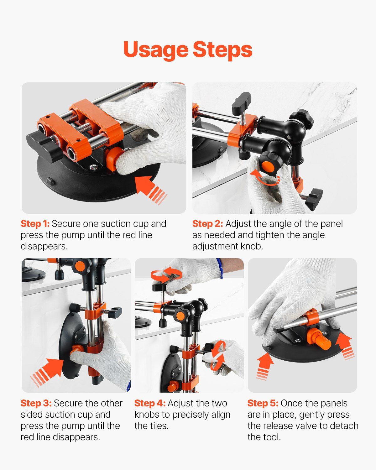 Seamless Seam Setter, 2 Packs Granite Seam Setter with 6 in Vacuum Suction Cups, Seam Joiner for Seam Joining & Leveling, 90°-120° Adjustable, Countertop Installation Tool for Tile Marble Slab - Image 5