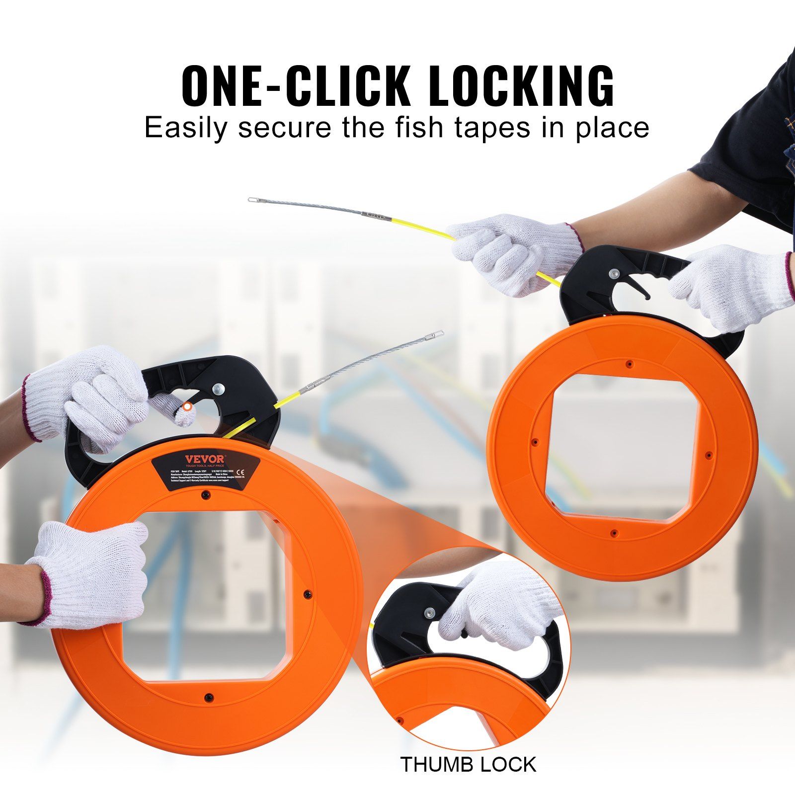 Fish Tape, 30.5 m, 4.2 mm, Fiberglass Wire Puller with Optimized Housing and Handle, Easy-to-Use Cable Puller Tool, Flexible Wire Fishing Tools for Wall and Electrical Conduit, Non-Conductive - Image 4