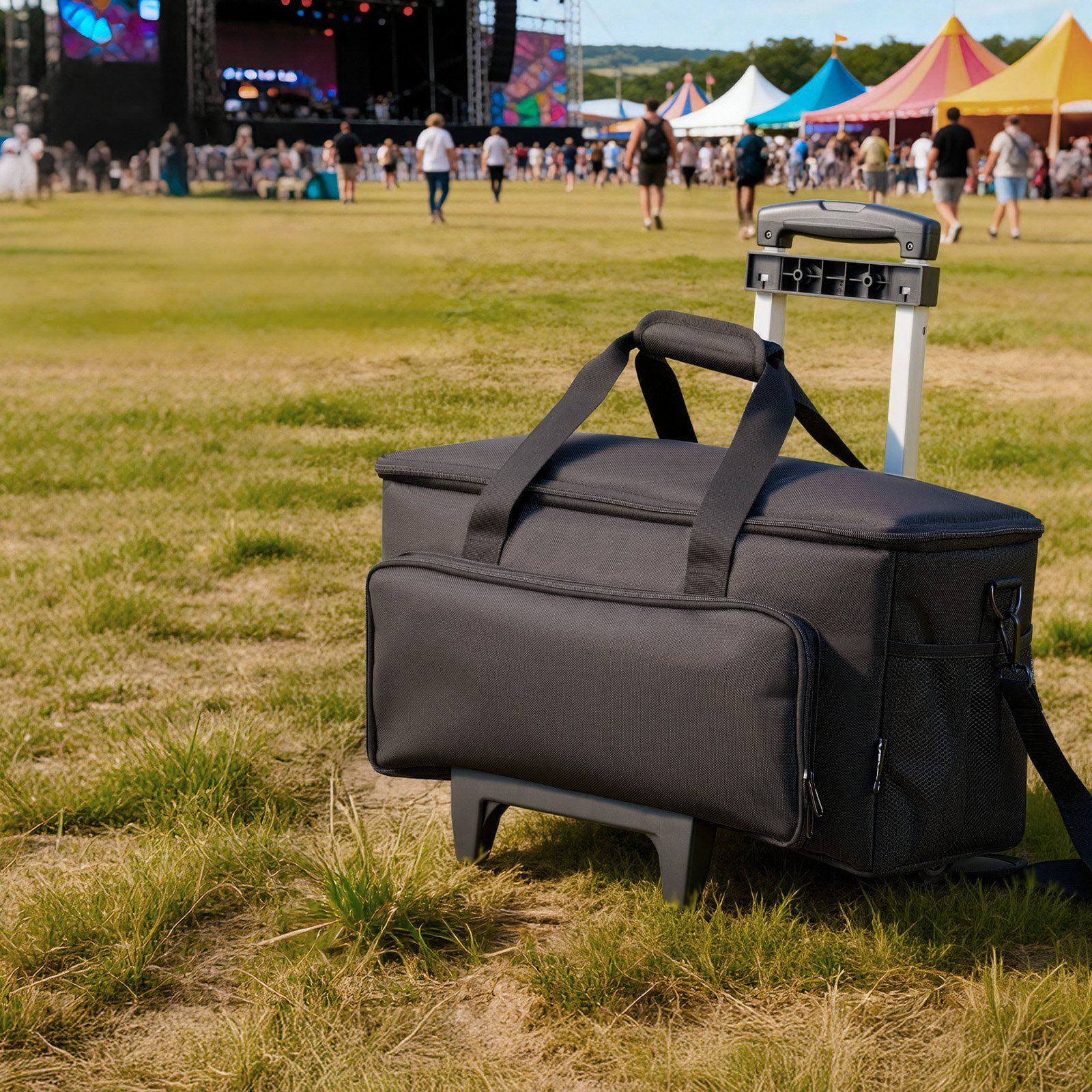 Rolling DJ Cable Bag, 1680D, Padded File Gig Bag with Wheels, 6 Detachable Divider, Travel Storage Music Gear Case, for Professional DJ Gear, Musical Instrument and Accessories, Sound Equipment - Image 8