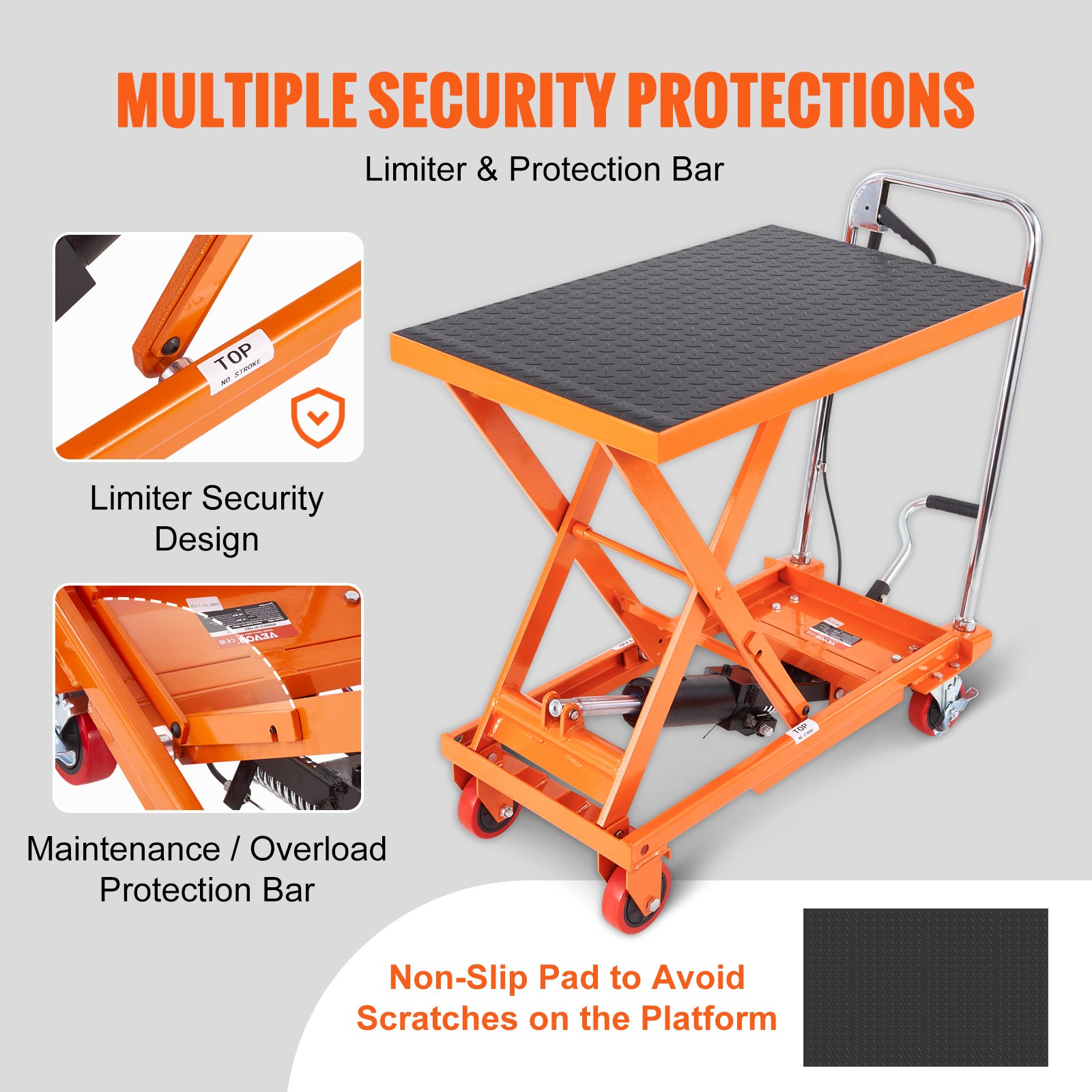 Hydraulic Lift Table Cart, 500lbs Capacity 28.5