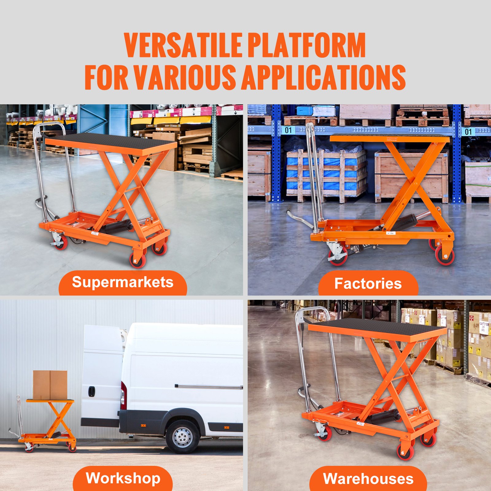 Hydraulic Lift Table Cart, 500lbs Capacity 28.5