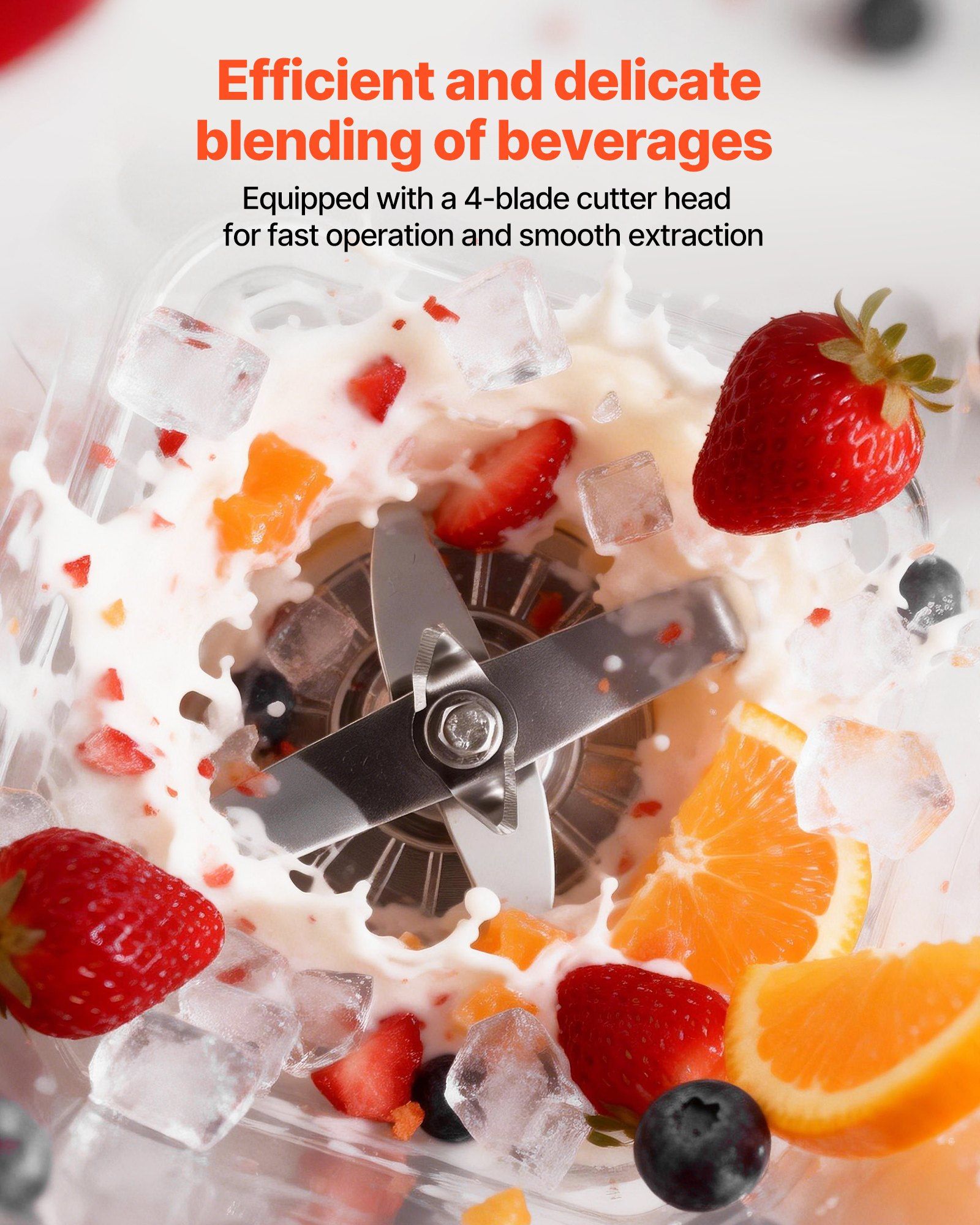 Blender, 2L Professional Countertop Blenders with Shield, 2200W 26000RPM Kitchen Food Processor Combo, Self-Cleaning, Speed Adjustable, 6 Preset Menu for Smoothies, Ice Crushing, Puree, White - Image 4