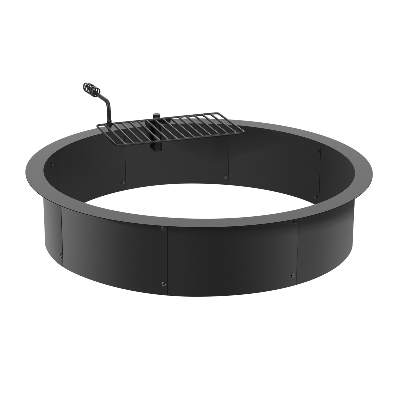 Fire Pit Ring, Fire Pit Insert with Barbecue Fire Ring, 40-In Outer/36-In Inner Diameter, 8.5in Height, Carbon Steel Liner DIY Campfire Ring above/In-Ground, for Outdoor Camping, Bonfires - Image 1