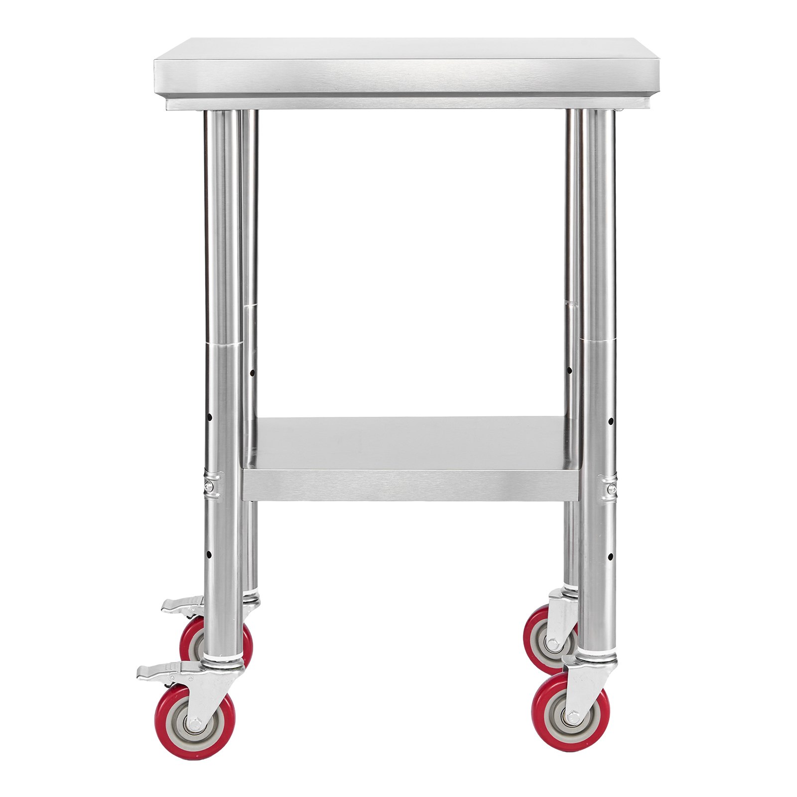 Stainless Steel Table, 61 x 45 cm Food Prep Worktable with Wheels, Kitchen Prep Table with Adjustable Undershelf Workstations for Commercial Kitchen, Restaurant, Hotel and Garage, Outdoor - Image 1