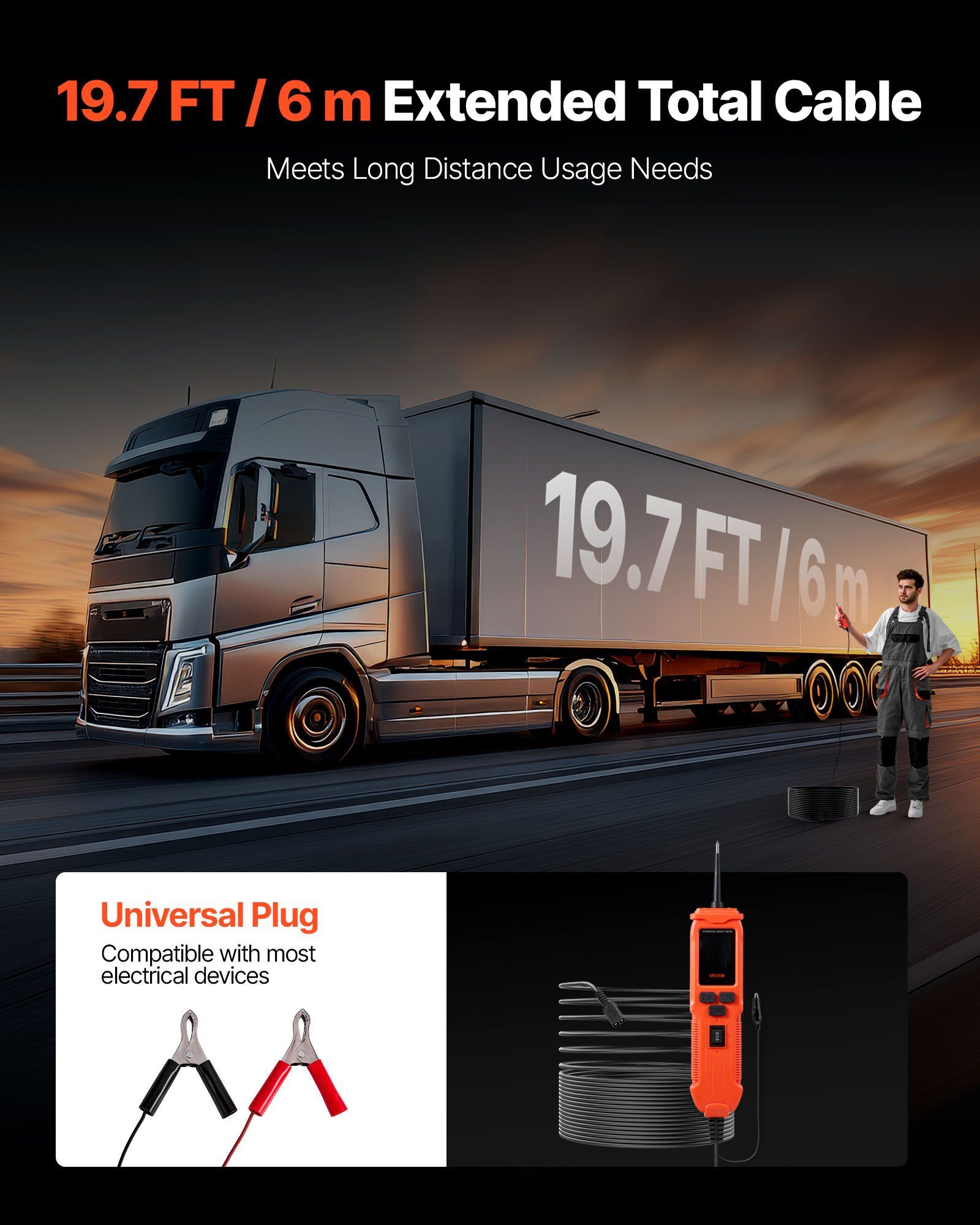 Automotive Circuit Tester, 8 - 35 DCV Power Circuit Probe Tester with TFT Color Display and Lighting, Automotive Power Tester Probe with 19.7 ft / 6 m Cable, 2-in-1 Electrical Detector Finder - Image 5