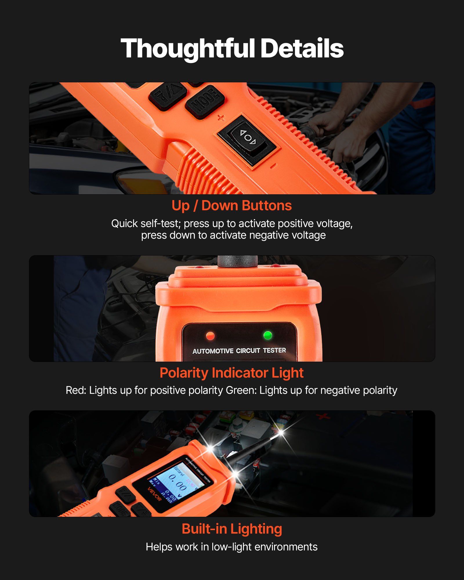 Automotive Circuit Tester, 8 - 35 DCV Power Circuit Probe Tester with TFT Color Display and Lighting, Automotive Power Tester Probe with 19.7 ft / 6 m Cable, 2-in-1 Electrical Detector Finder - Image 6