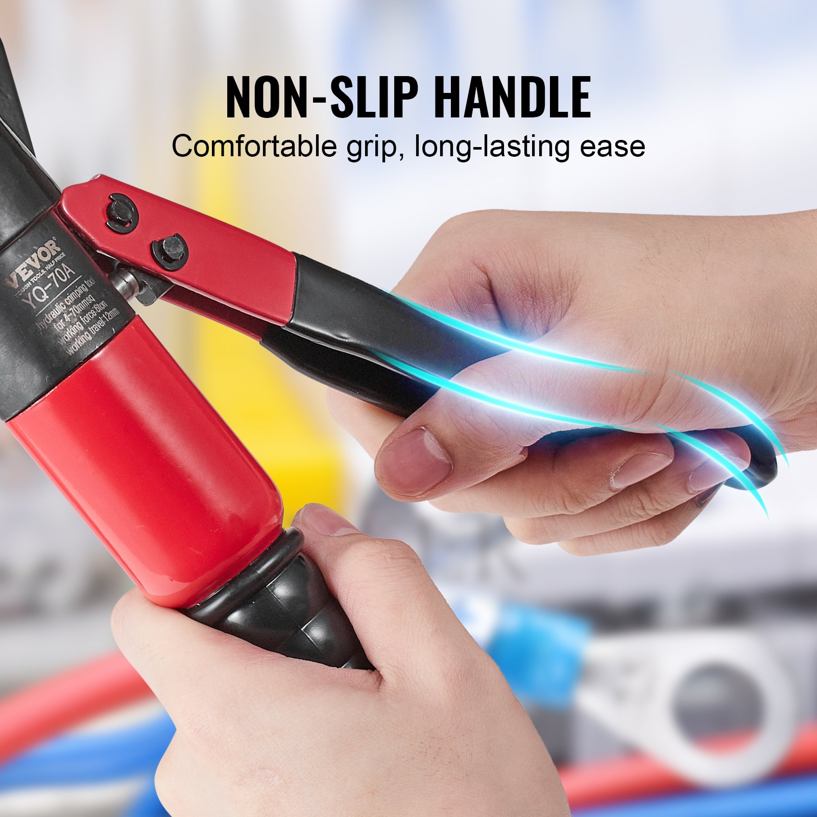 Hydraulic Crimping Tool with 9 Sets of Dies AWG12-2/0 Copper And Aluminum Terminal Battery Lug Crimper, with a Cutting Pliers, Gloves, 5pcs Copper Ring Connectors, 8pcs Heat Shrink Sleeves - Image 6