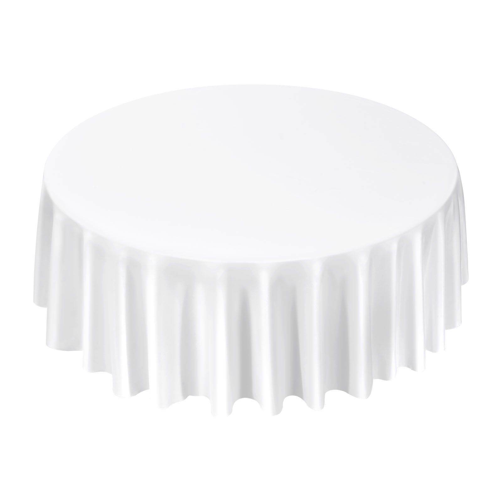 White Round Tablecloths 2 Pack, 120 Inches in Diameter, Stain- & Wrinkle- Resistant, Machine Washable Table Clothes, Polyester Fabric Table Covers for Wedding, Party, Banquet, Formal Events - Image 1