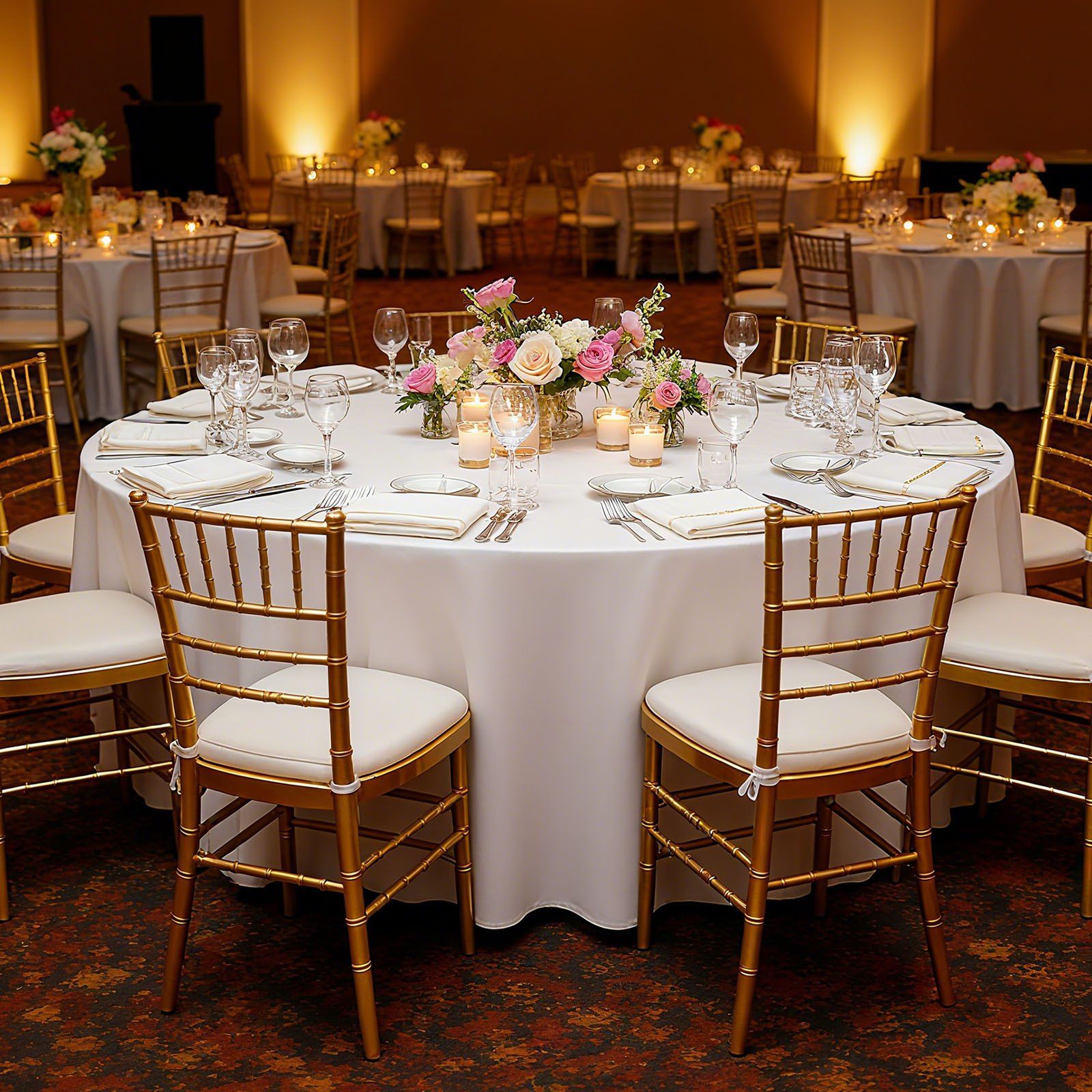 White Round Tablecloths 2 Pack, 120 Inches in Diameter, Stain- & Wrinkle- Resistant, Machine Washable Table Clothes, Polyester Fabric Table Covers for Wedding, Party, Banquet, Formal Events - Image 8