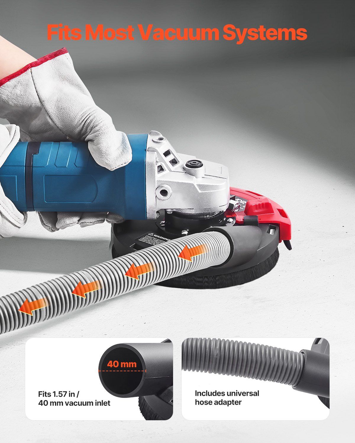 Grinding Dust Shroud for Angle Grinder, Universal 100-125mm, Surface Grinder Dust Shroud with 6 Clamping Washers & 125 mm Diamond Grinding Cup Wheel, Connect to Vacuum Cleaner, for Wood Concrete - Image 4
