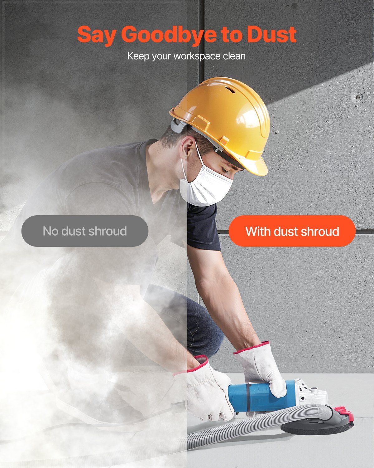 Grinding Dust Shroud for Angle Grinder, Universal 100-125mm, Surface Grinder Dust Shroud with 6 Clamping Washers & 125 mm Diamond Grinding Cup Wheel, Connect to Vacuum Cleaner, for Wood Concrete - Image 5