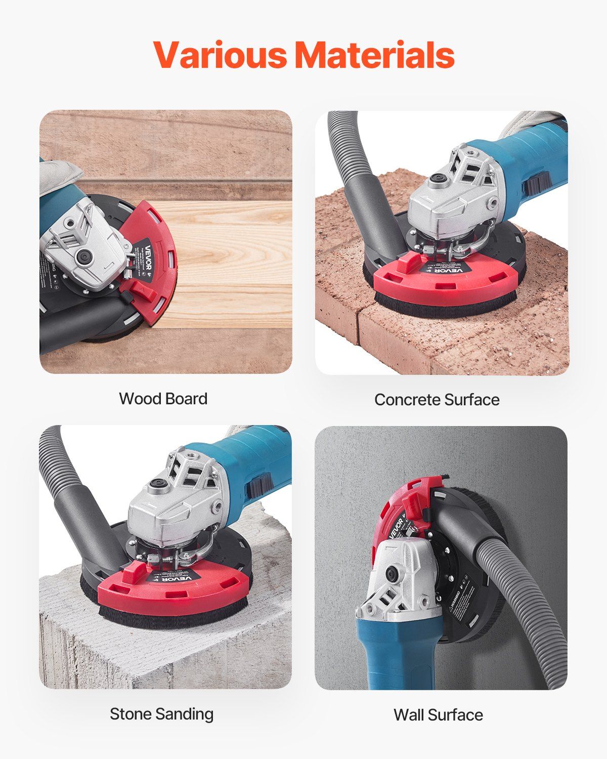 Grinding Dust Shroud for Angle Grinder, Universal 100-125mm, Surface Grinder Dust Shroud with 6 Clamping Washers & 125 mm Diamond Grinding Cup Wheel, Connect to Vacuum Cleaner, for Wood Concrete - Image 6