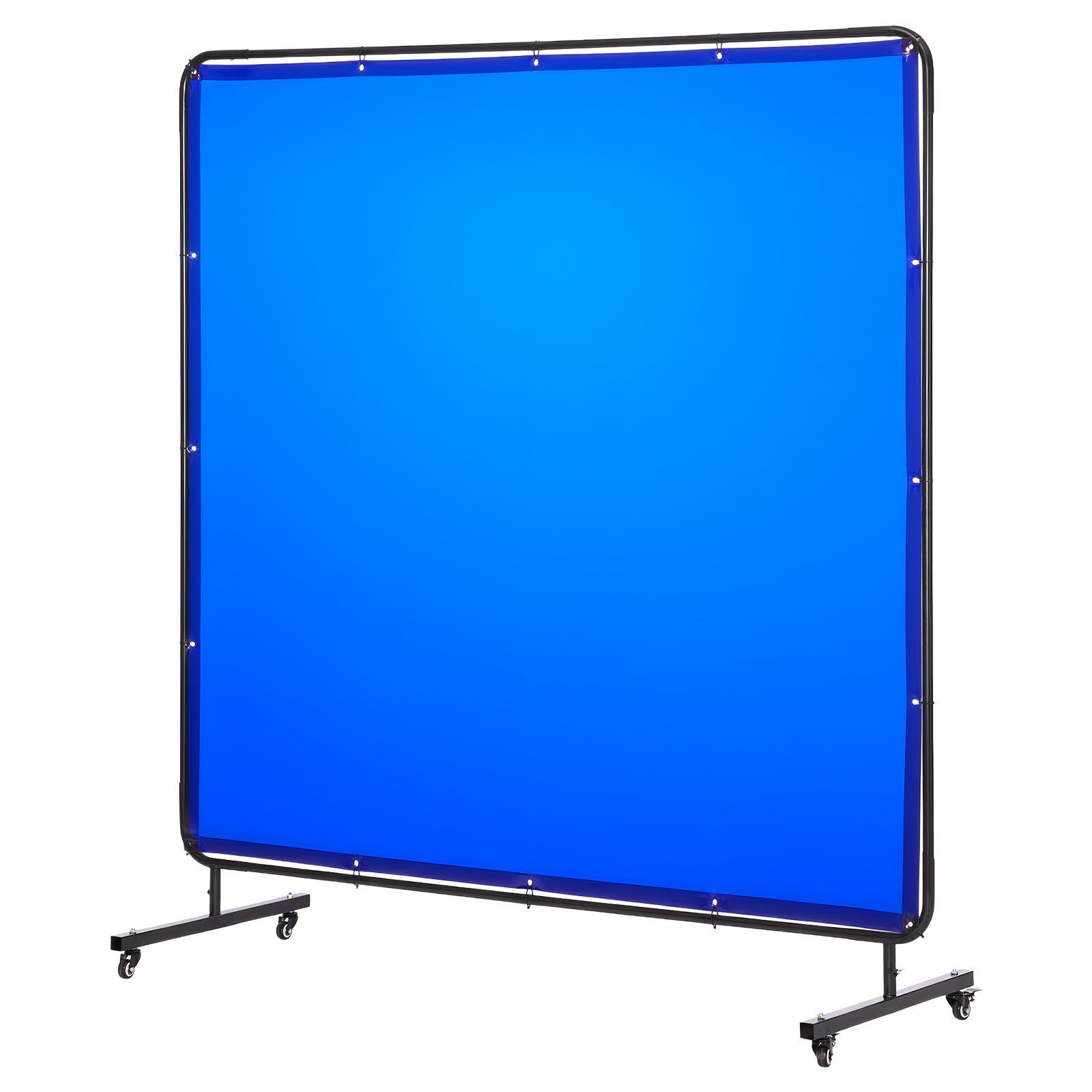 Welding Screen with Frame, 1.74 x 1.74 m Welding Curtain Screen, Flame-Resistant Vinyl Protection Screens with Lockable Swivel Wheels & 6-Level UV Protection for Workshop/Industrial Use, Blue - Image 1