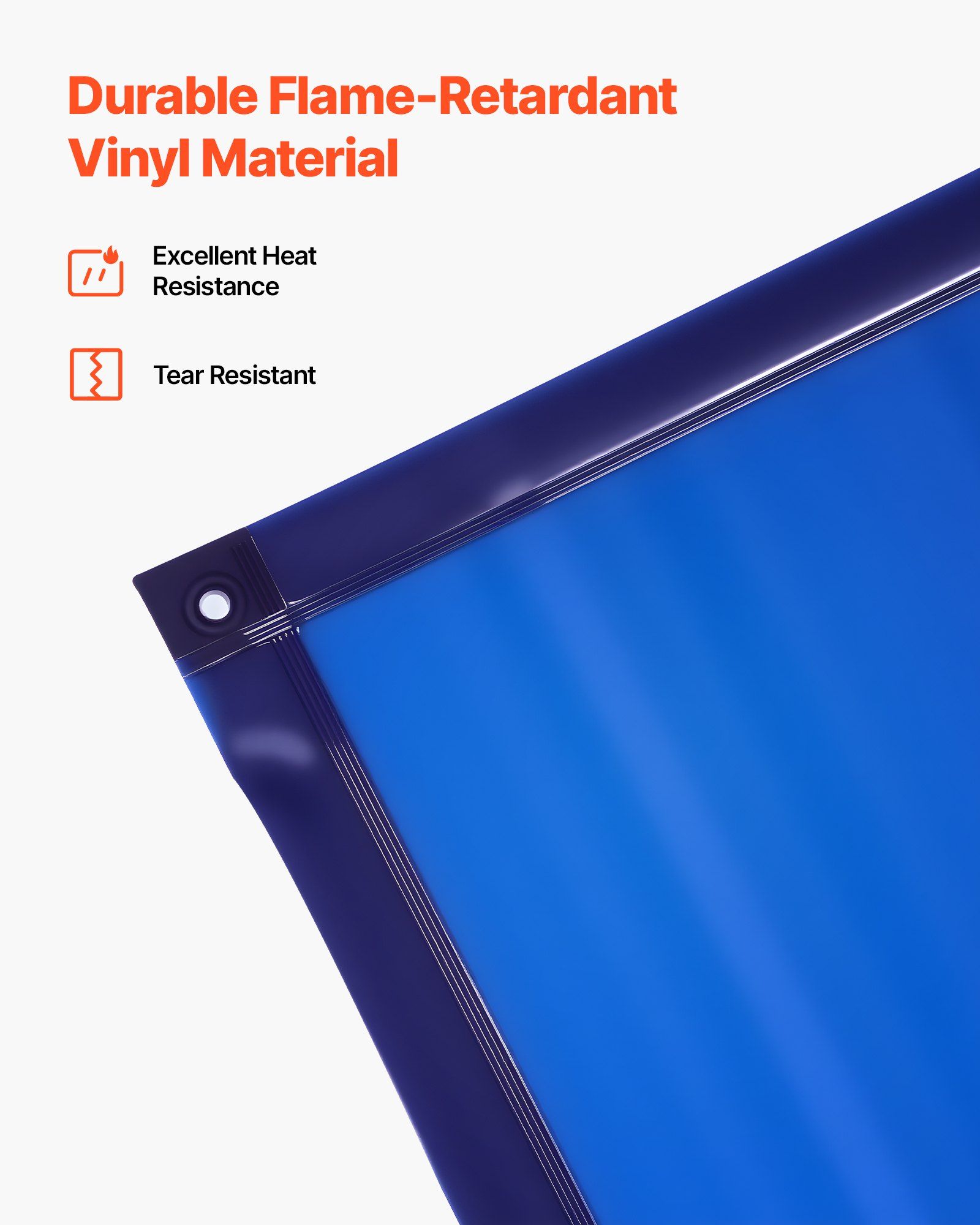 Welding Screen with Frame, 1.74 x 1.74 m Welding Curtain Screen, Flame-Resistant Vinyl Protection Screens with Lockable Swivel Wheels & 6-Level UV Protection for Workshop/Industrial Use, Blue - Image 4