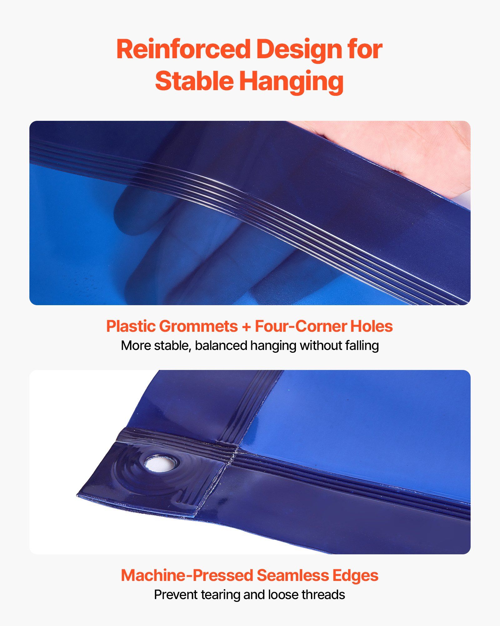 Welding Screen with Frame, 1.74 x 1.74 m Welding Curtain Screen, Flame-Resistant Vinyl Protection Screens with Lockable Swivel Wheels & 6-Level UV Protection for Workshop/Industrial Use, Blue - Image 5