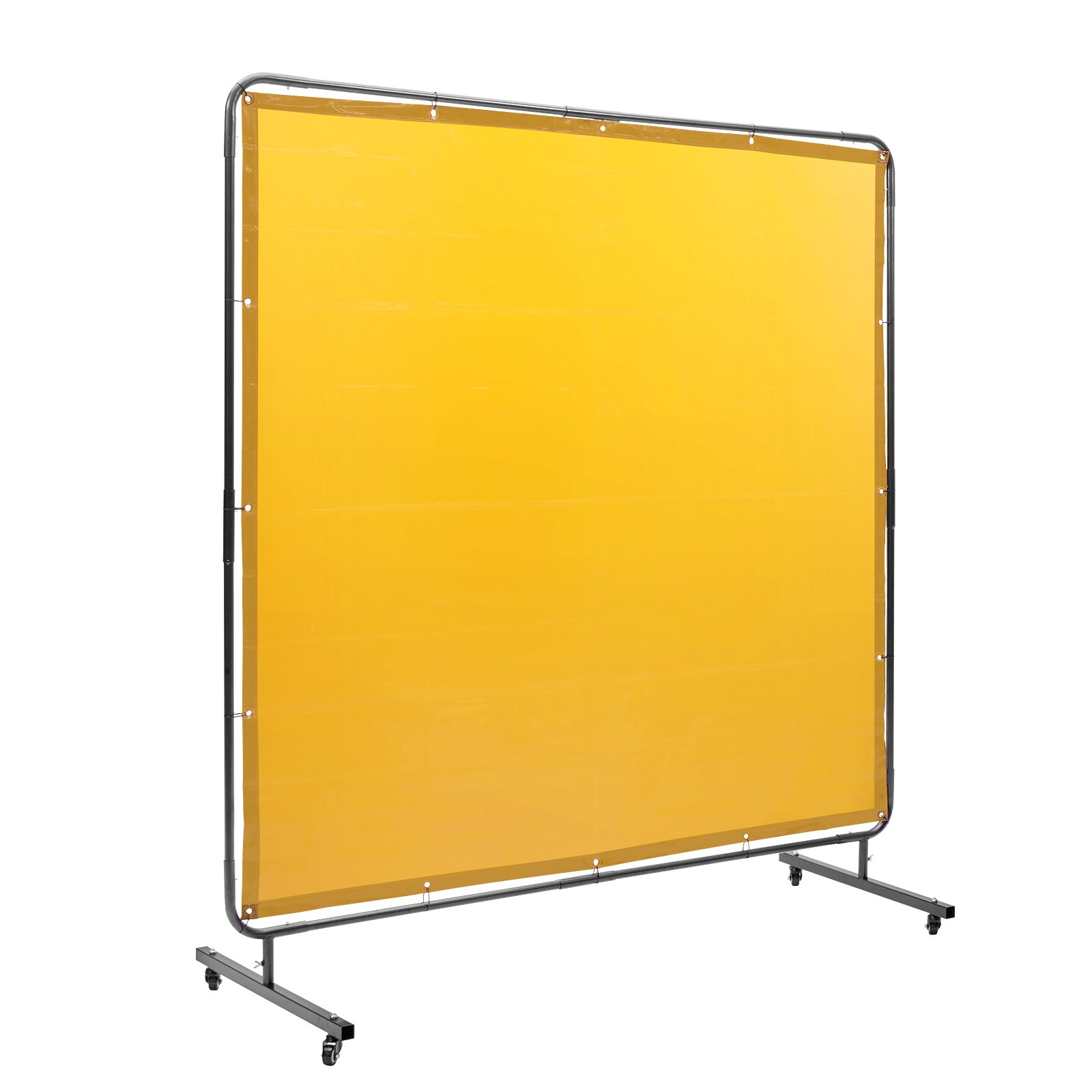 Welding Screen with Frame, 6' x 6' Welding Curtain Screen, Flame-Resistant Vinyl Welding Protection Screen on 4 Swivel Wheel (2 Lockable), Moveable & Professional for Workshop/Industrial, Yellow - Image 1