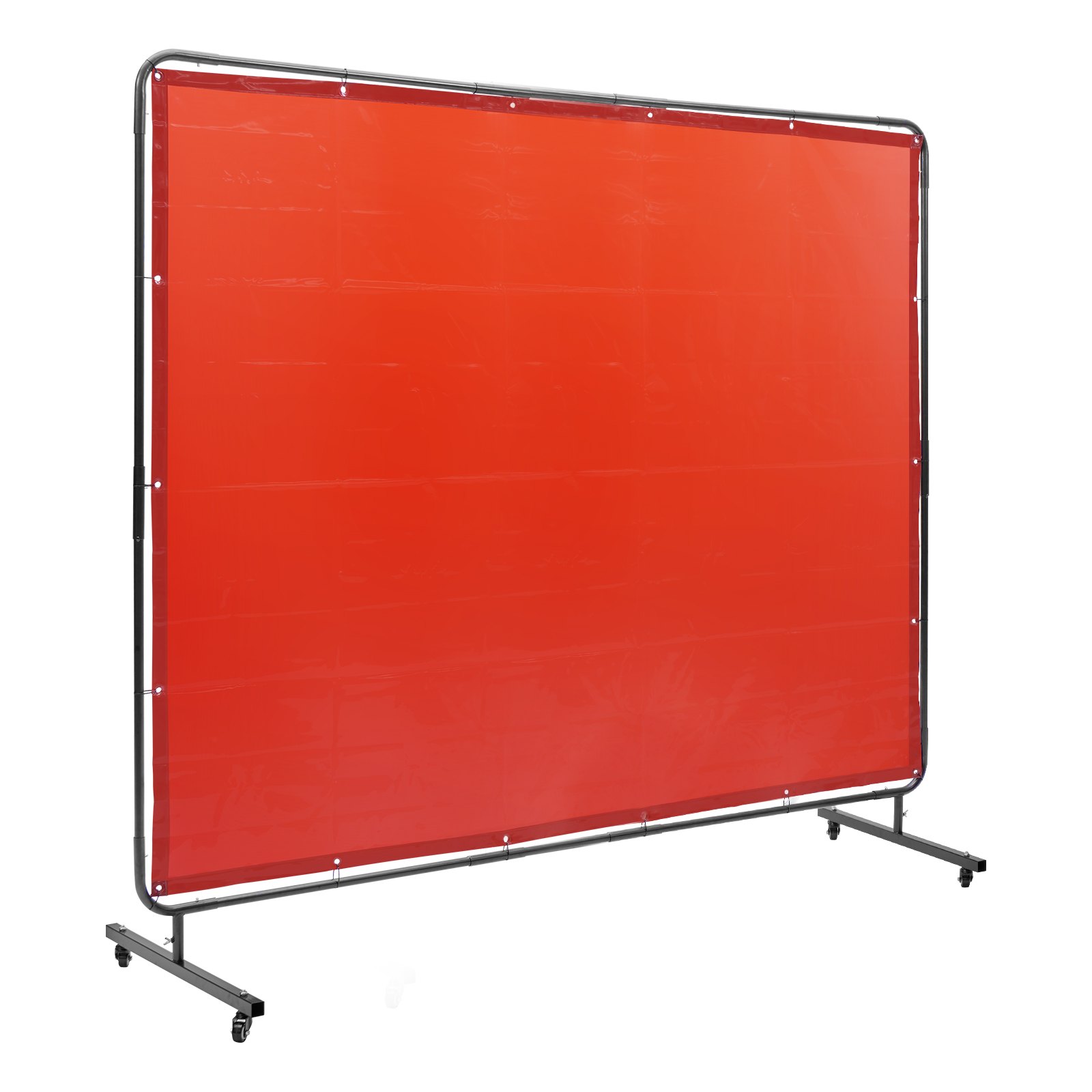 Welding Screen with Frame, 6' x 8' Welding Curtain Screen, Flame-Resistant Vinyl Welding Protection Screen on 4 Swivel Wheels (2 Lockable), Moveable & Professional for Workshop/Industrial, Red - Image 1
