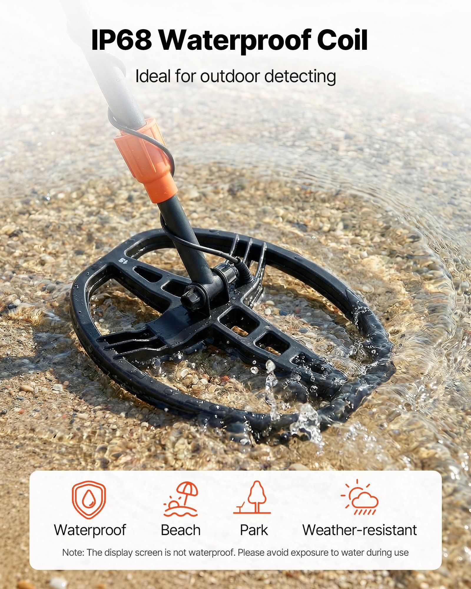 Metal Detector for Adults, 254 mm, Professional High Accuracy Gold Detector, IP68 Waterproof Search Coil with Display, Headphones, 5 Modes, Adjustable Length, for Detecting Gold Treasure Hunting - Image 6