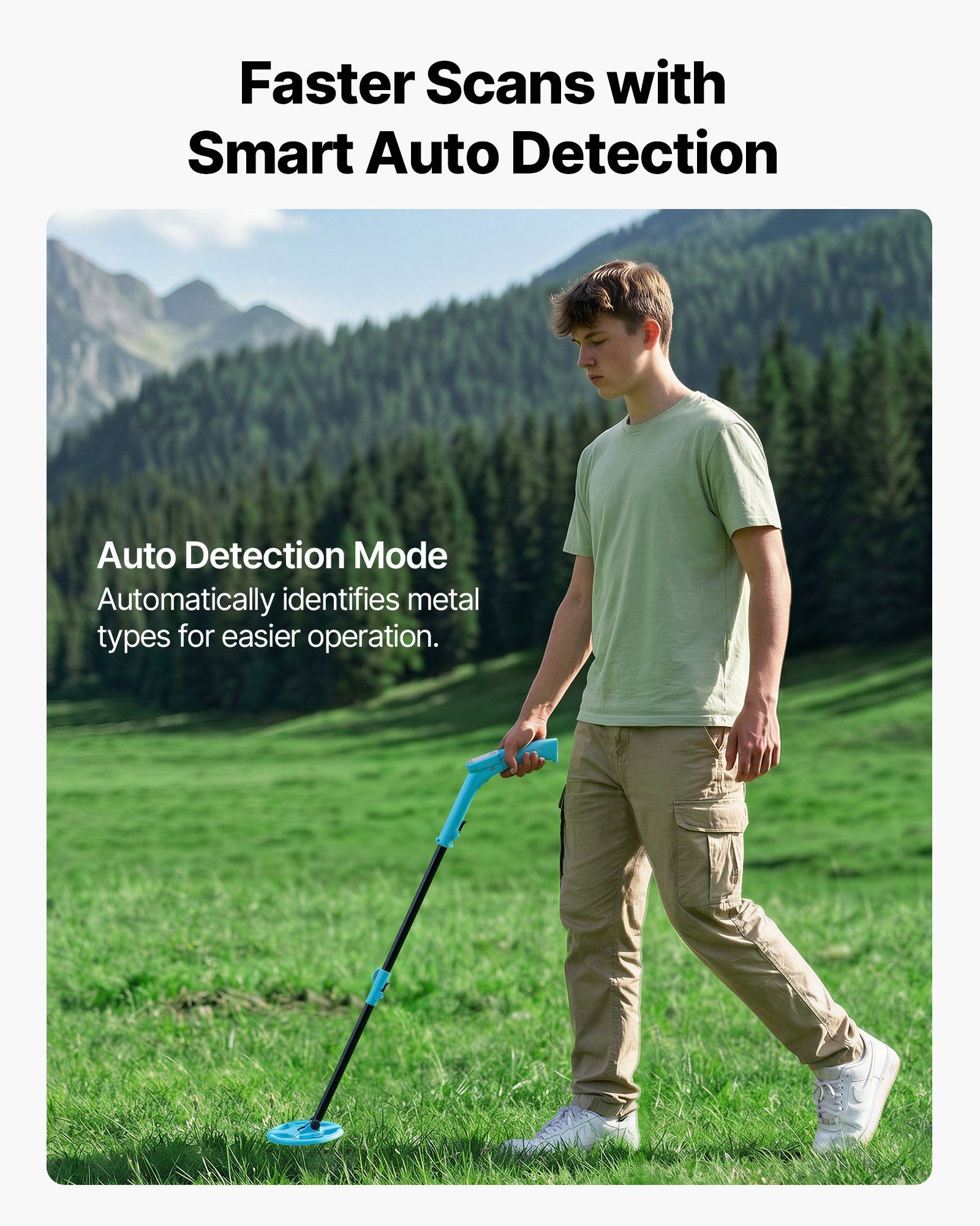 Metal Detector, 101.6 mm, Lightweight Metal Detector with LCD Display, 152.4 mm IP68 Waterproof Search Coil, Adjustable 650-930 mm Gold Detector, Easy to Use, for Detecting Gold Exploration - Image 3