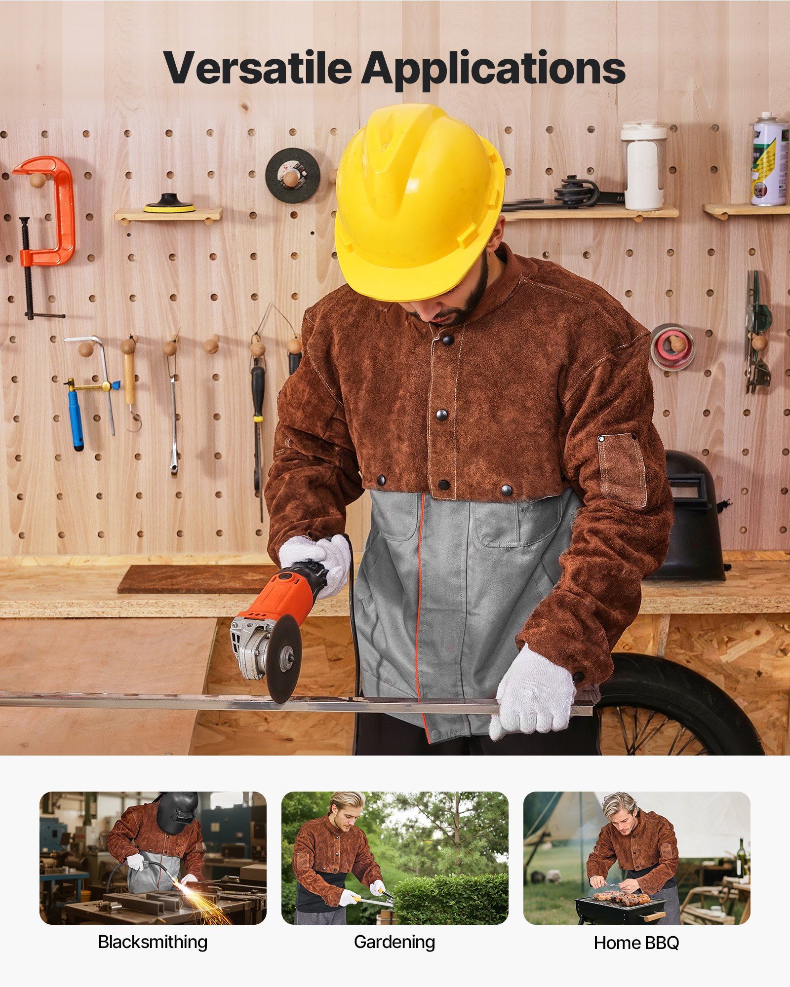 Leather Welding Cape Sleeve, Heavy Duty Flame Resistant Cowhide Safety Cape Sleeves for Men Women, Heat-Resistant for Welding, Blacksmithing, Woodworking, Gardening, XL-Size - Image 6