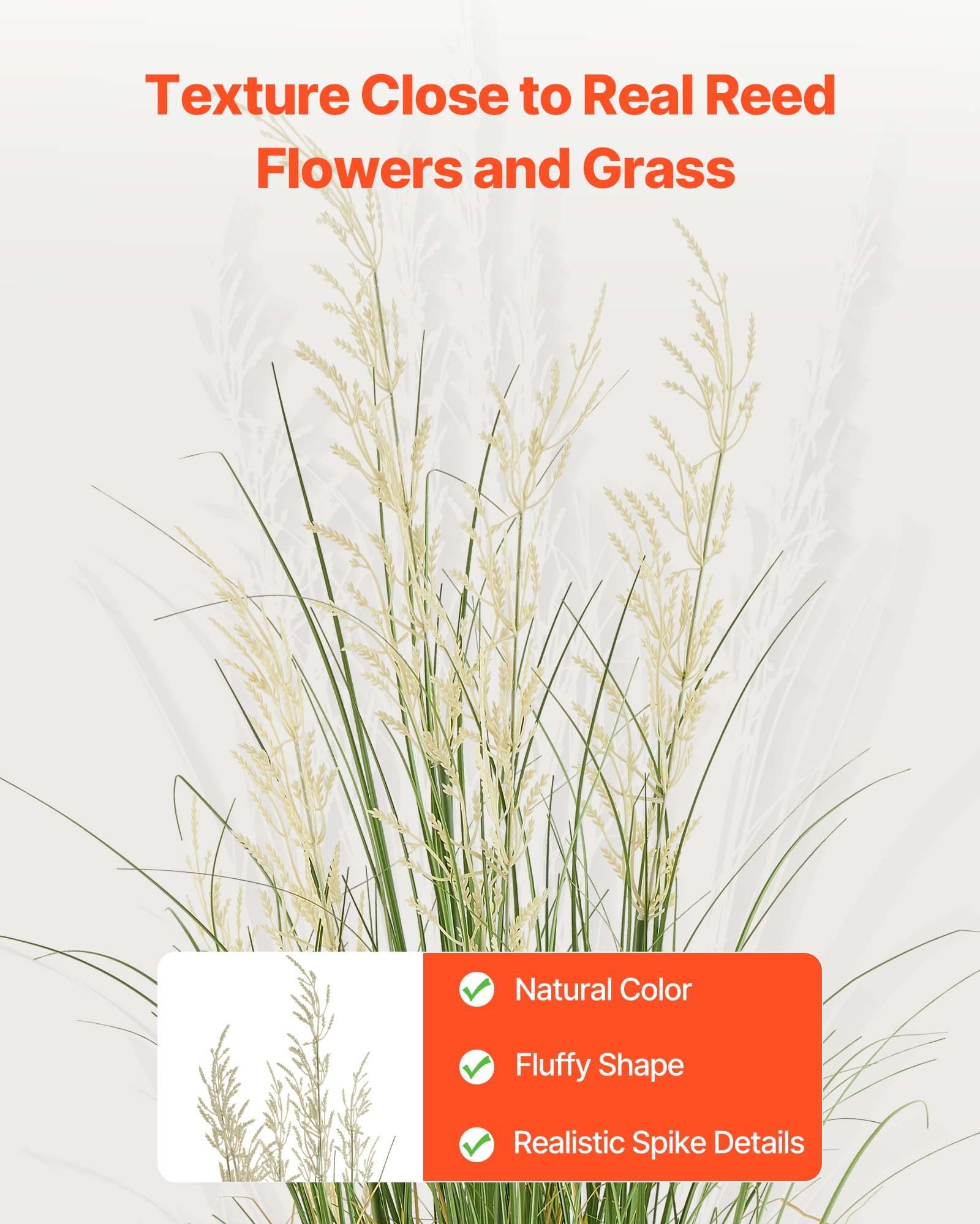 Artificial Grass Plant, 1194mm Reed Flower Grass in Pot, Premium PVC Faux Fake Greenery Shrubs Plant for Indoor Outdoor House Home Garden Office Room Décor, Housewarming, 1 Pack Green - Image 3