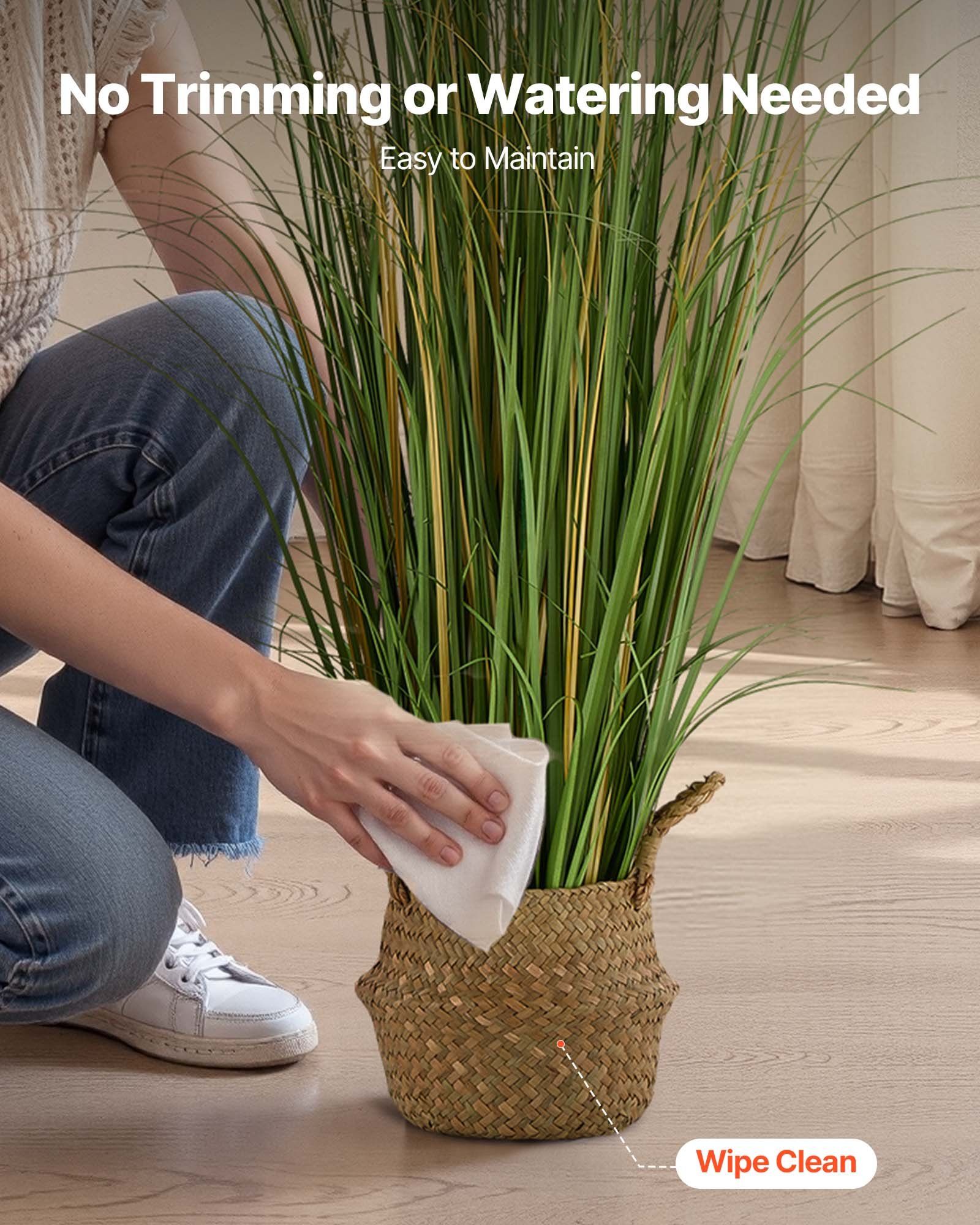 Artificial Grass Plant, 1194mm Reed Flower Grass in Pot, Premium PVC Faux Fake Greenery Shrubs Plant for Indoor Outdoor House Home Garden Office Room Décor, Housewarming, 1 Pack Green - Image 5