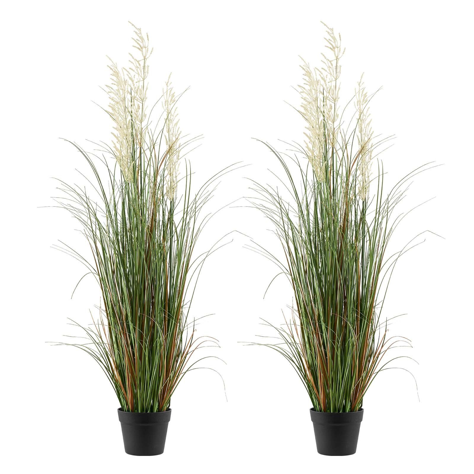 Artificial Grass Plant, 2 Pack 1194mm Reed Flower Grass in Pot, Premium PVC Faux Fake Greenery Shrubs Plant for Indoor Outdoor House Home Garden Office Room Décor, Housewarming, Green - Image 1