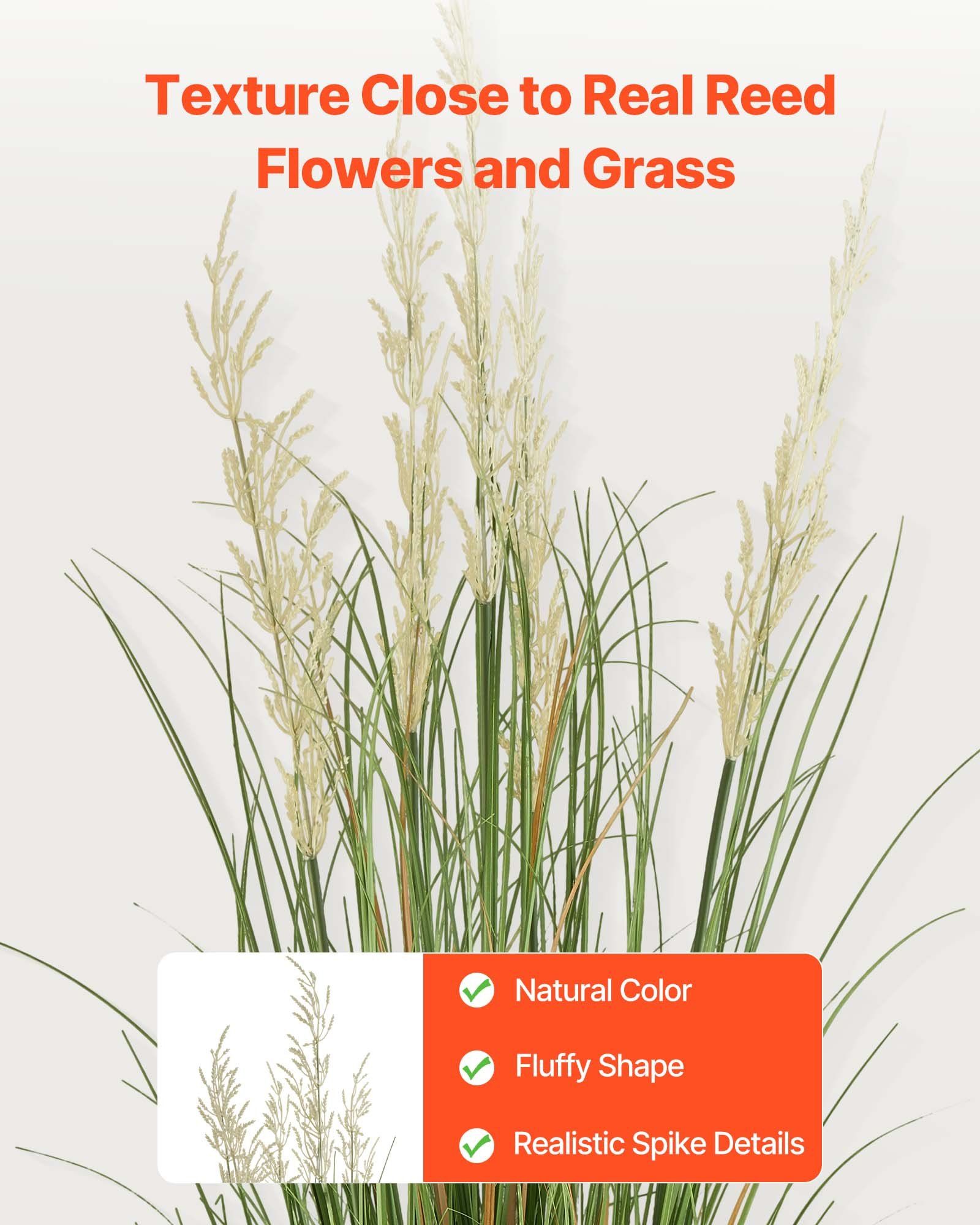 Artificial Grass Plant, 2 Pack 1499mm Faux Reed Flower Grass in Pot, Premium PVC Fake Greenery Shrubs Plant for Indoor Outdoor House Home Garden Office Room Décor, Housewarming, Green - Image 3