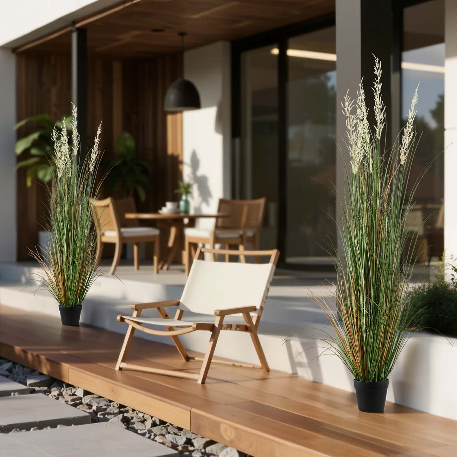 Artificial Grass Plant, 2 Pack 1499mm Faux Reed Flower Grass in Pot, Premium PVC Fake Greenery Shrubs Plant for Indoor Outdoor House Home Garden Office Room Décor, Housewarming, Green - Image 8