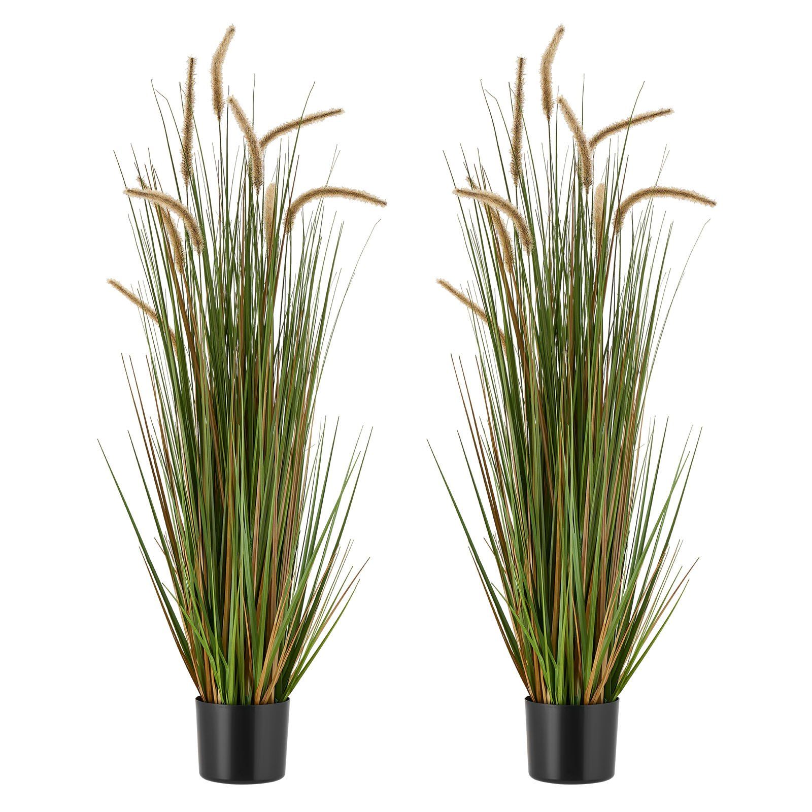Artificial Grass Plant, 2 Pack 1194mm Horsetail Reed Grass in Pot, Premium PVC Faux Fake Greenery Shrubs Plant for Indoor Outdoor House Home Garden Office Room Décor, Housewarming, Green - Image 1