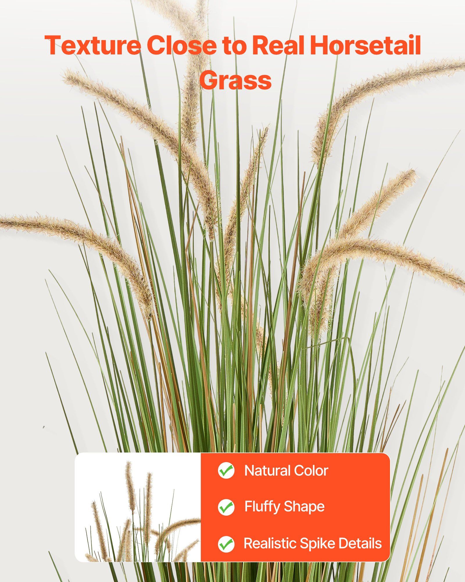Artificial Grass Plant, 2 Pack 1194mm Horsetail Reed Grass in Pot, Premium PVC Faux Fake Greenery Shrubs Plant for Indoor Outdoor House Home Garden Office Room Décor, Housewarming, Green - Image 3